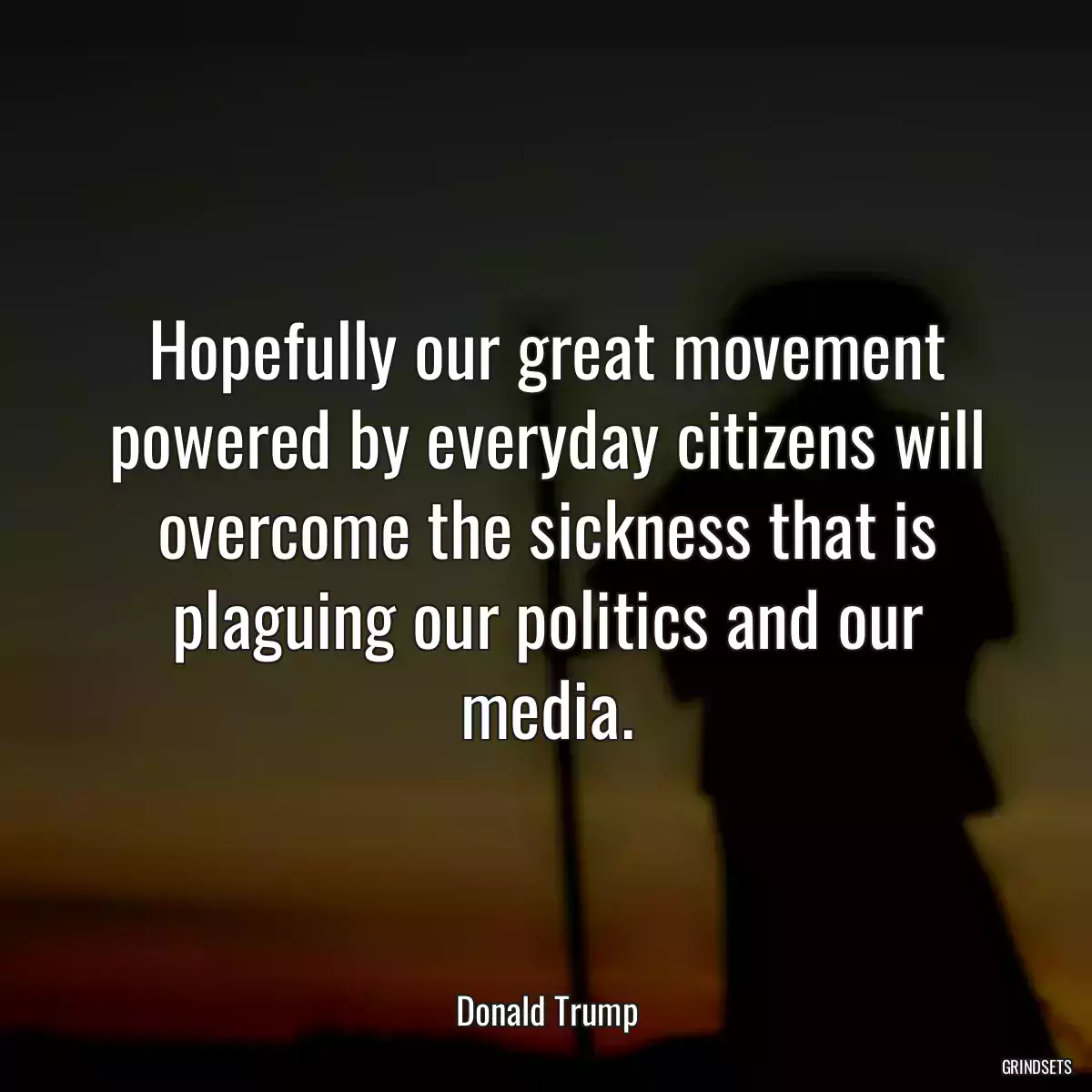 Hopefully our great movement powered by everyday citizens will overcome the sickness that is plaguing our politics and our media.