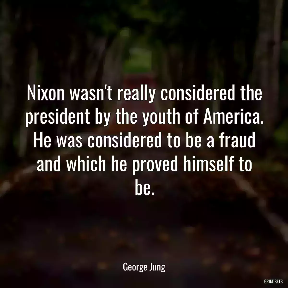 Nixon wasn\'t really considered the president by the youth of America. He was considered to be a fraud and which he proved himself to be.