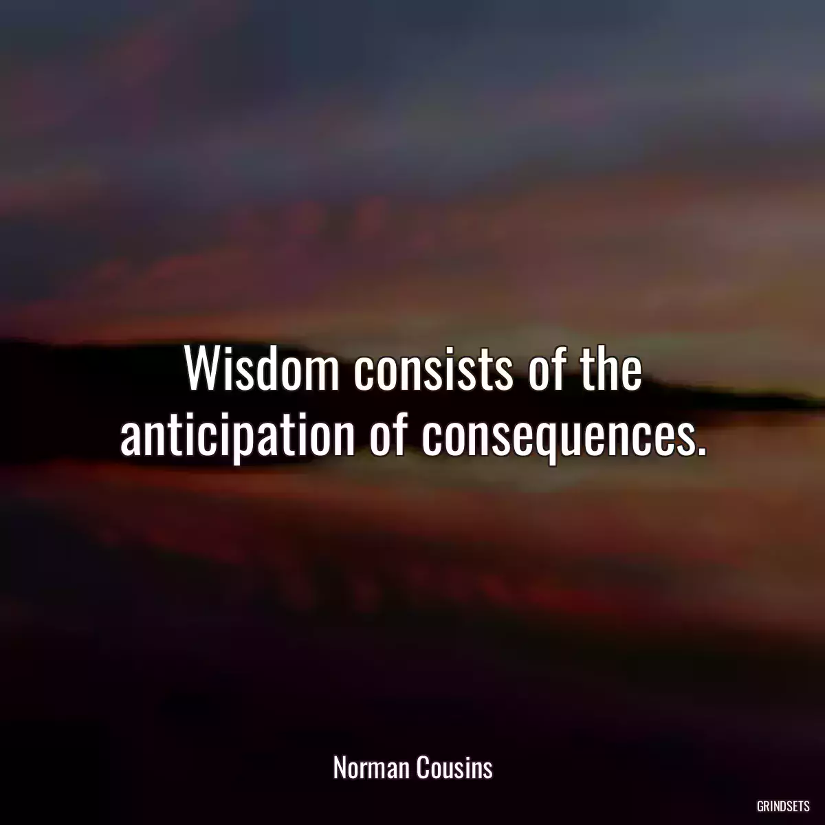 Wisdom consists of the anticipation of consequences.