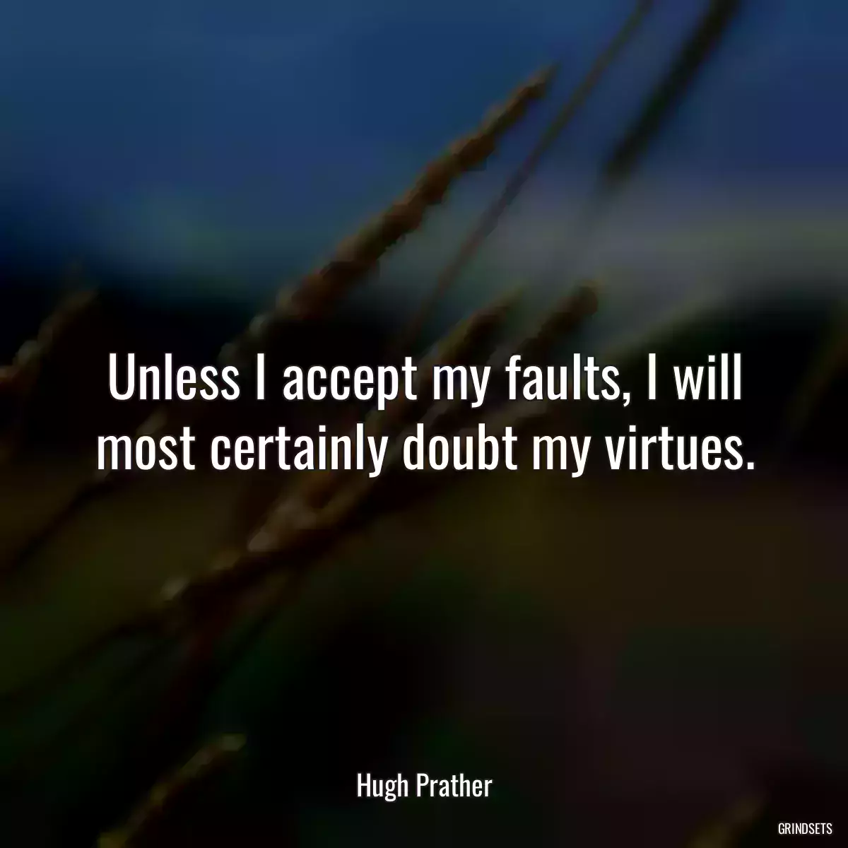 Unless I accept my faults, I will most certainly doubt my virtues.