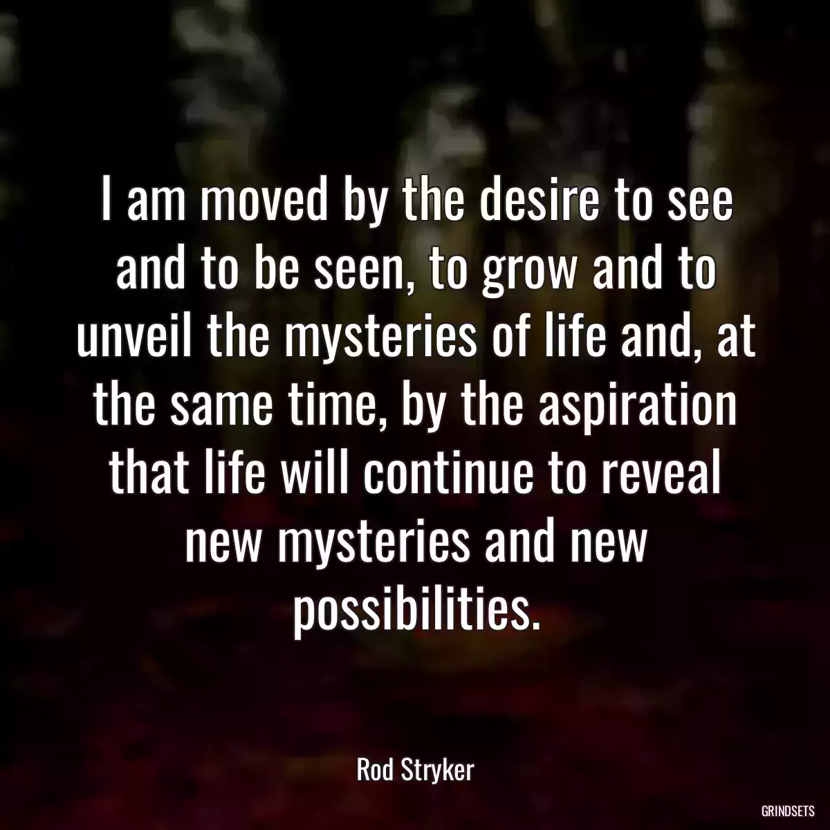 I am moved by the desire to see and to be seen, to grow and to unveil the mysteries of life and, at the same time, by the aspiration that life will continue to reveal new mysteries and new possibilities.