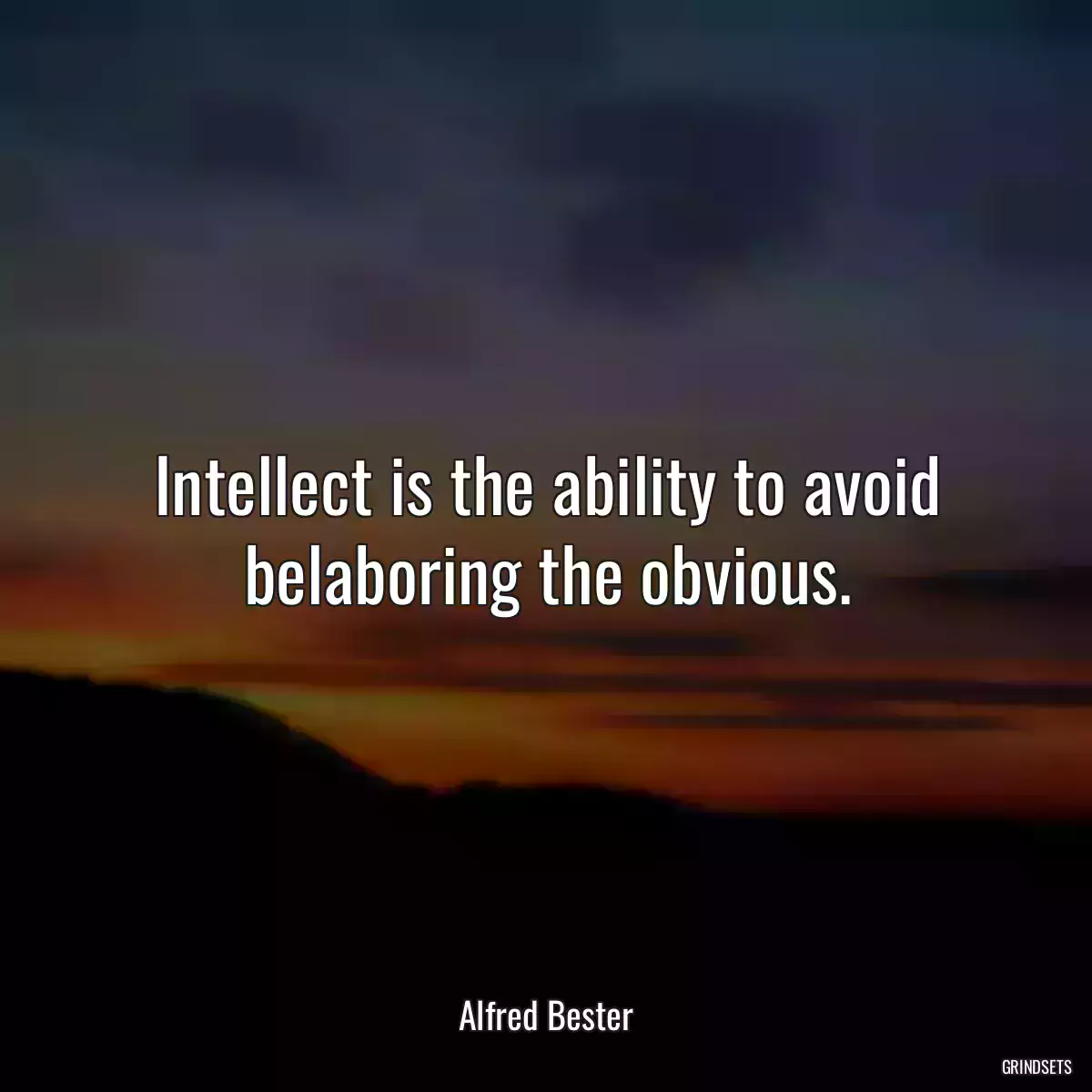 Intellect is the ability to avoid belaboring the obvious.