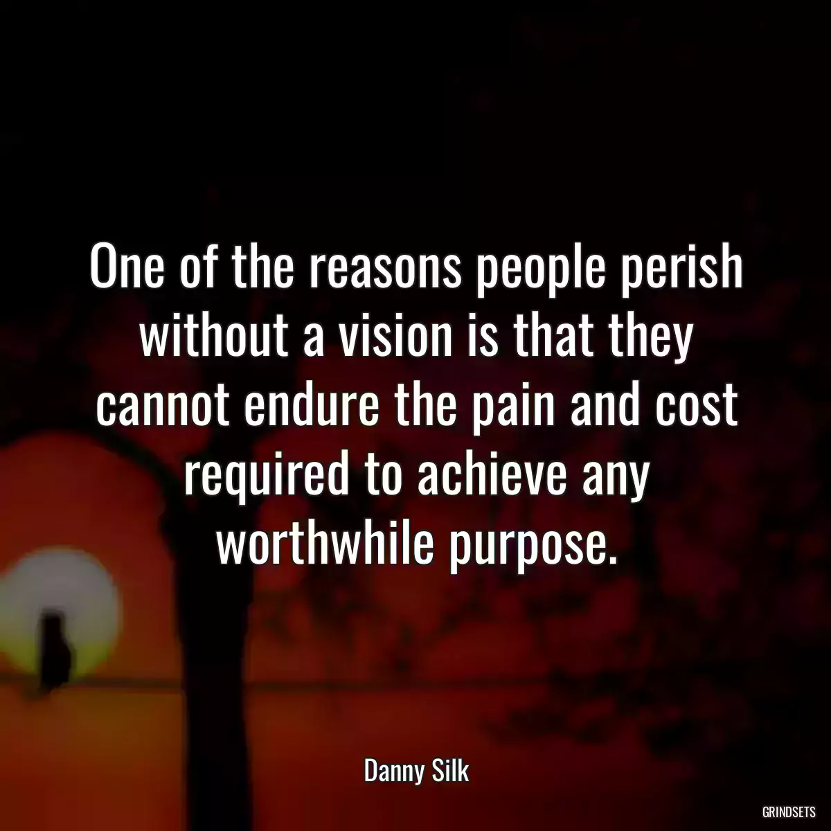 One of the reasons people perish without a vision is that they cannot endure the pain and cost required to achieve any worthwhile purpose.