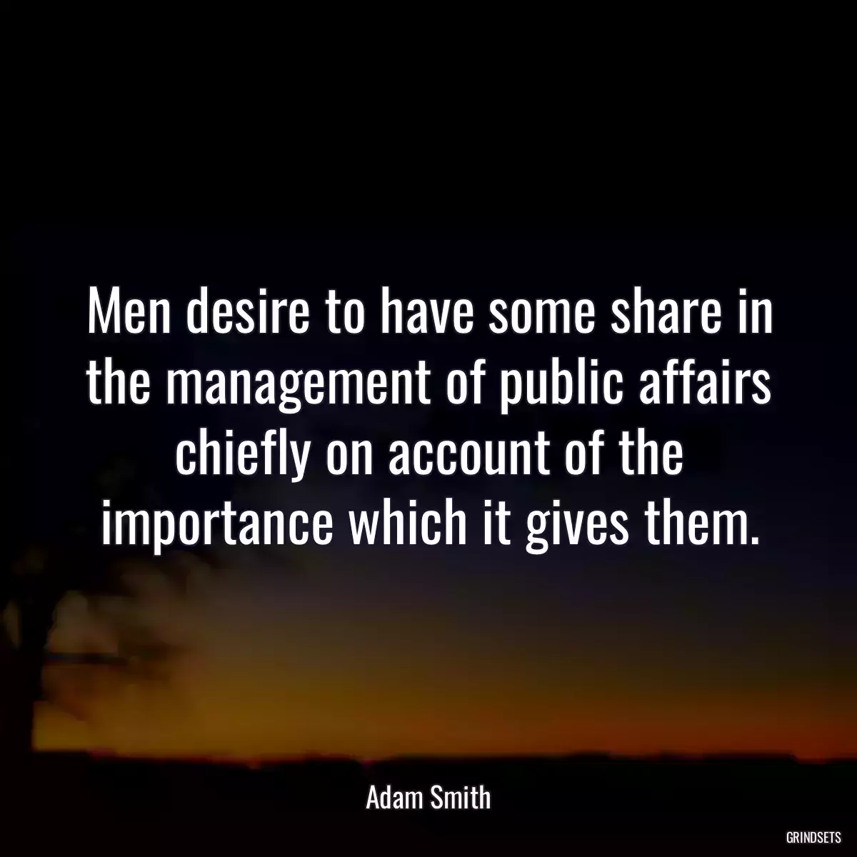 Men desire to have some share in the management of public affairs chiefly on account of the importance which it gives them.