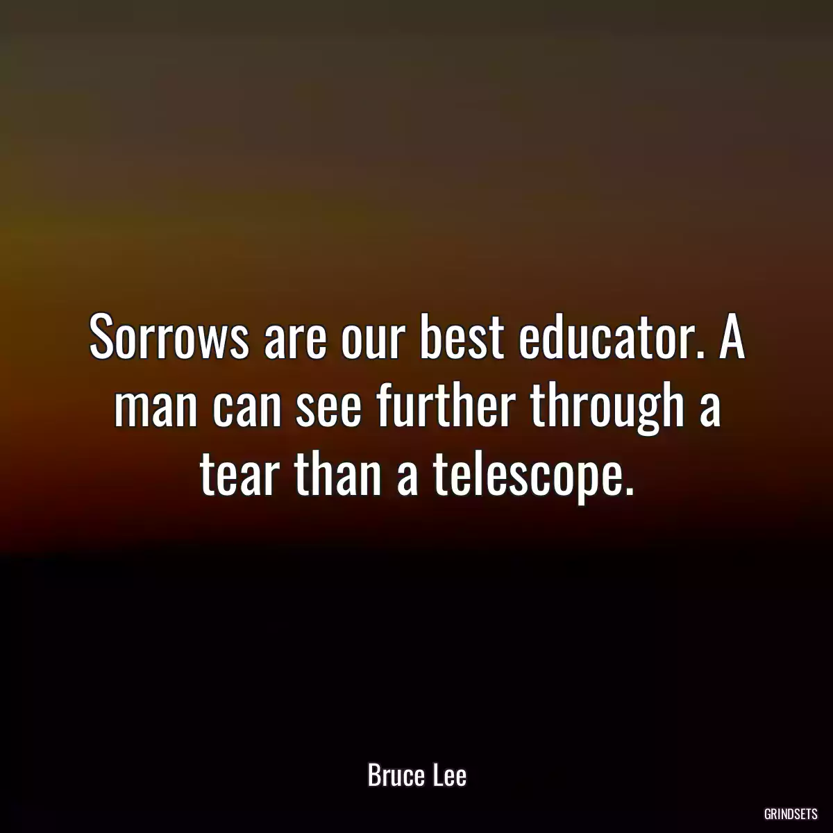 Sorrows are our best educator. A man can see further through a tear than a telescope.