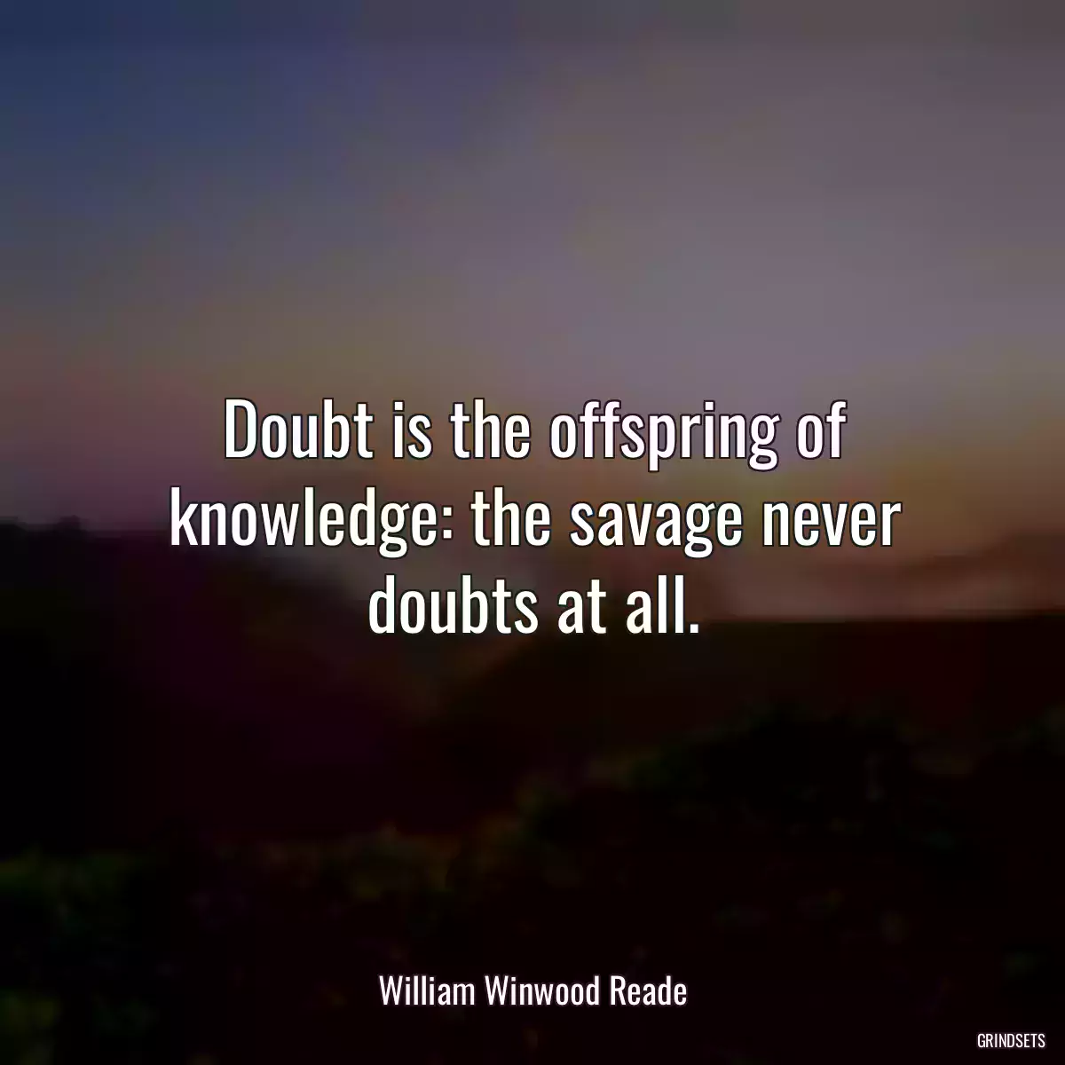 Doubt is the offspring of knowledge: the savage never doubts at all.