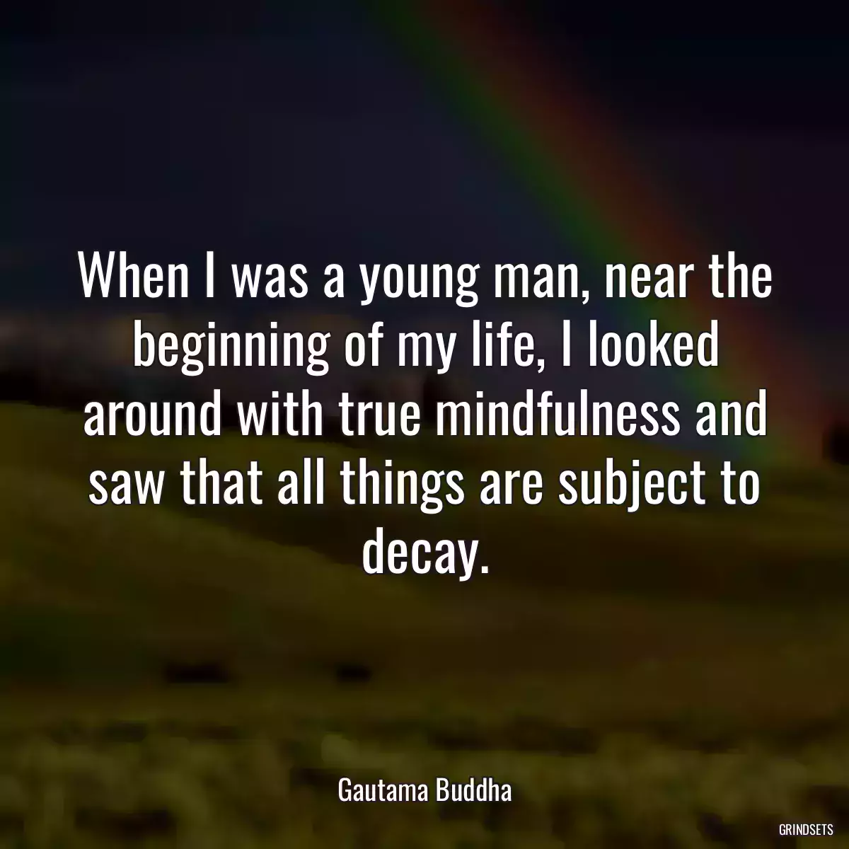 When I was a young man, near the beginning of my life, I looked around with true mindfulness and saw that all things are subject to decay.