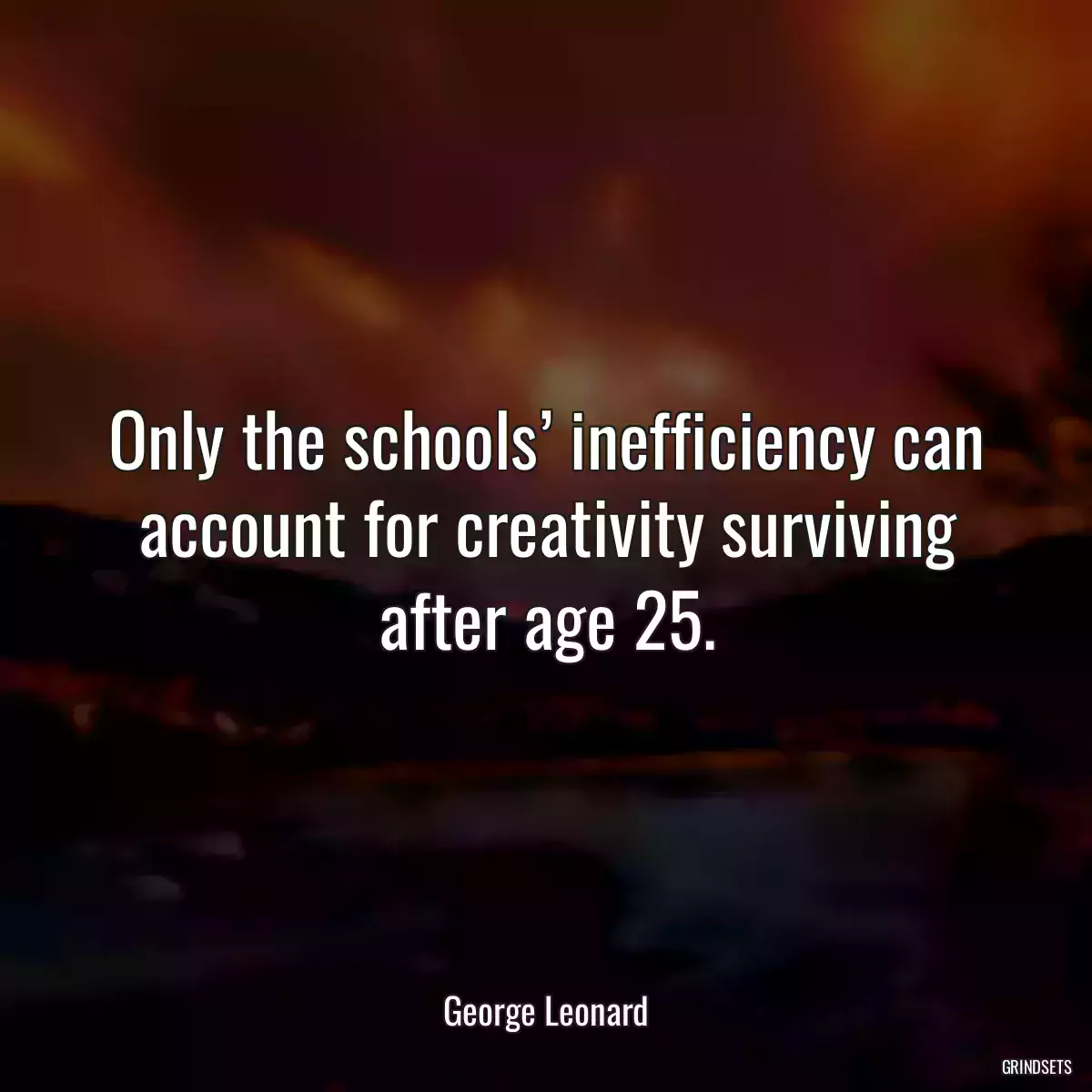 Only the schools’ inefficiency can account for creativity surviving after age 25.