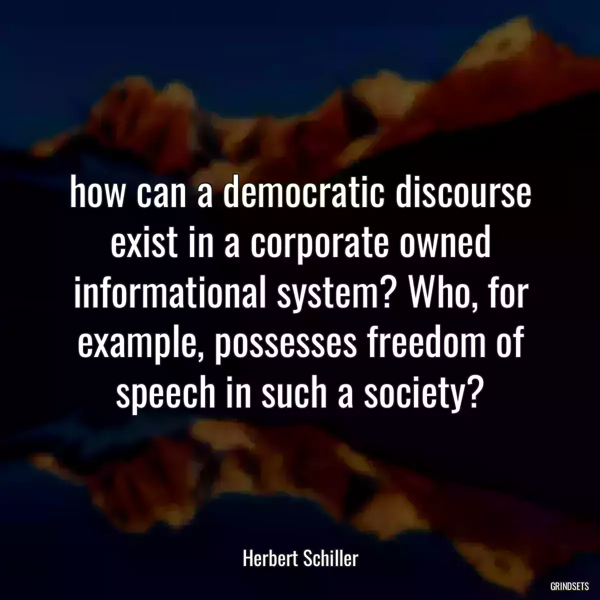 how can a democratic discourse exist in a corporate owned informational system? Who, for example, possesses freedom of speech in such a society?