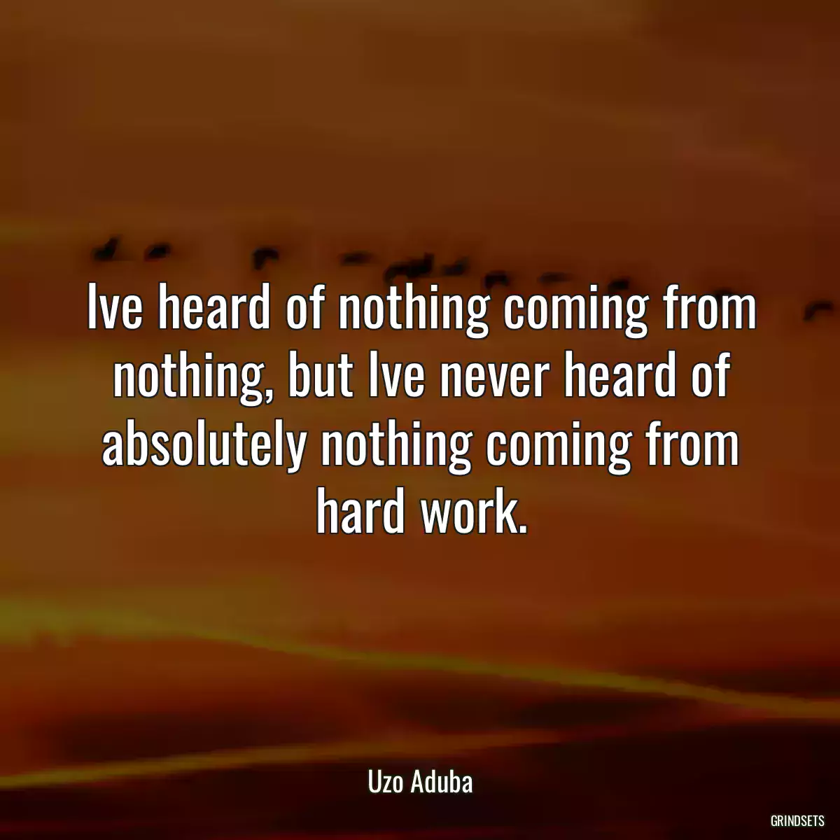 Ive heard of nothing coming from nothing, but Ive never heard of absolutely nothing coming from hard work.