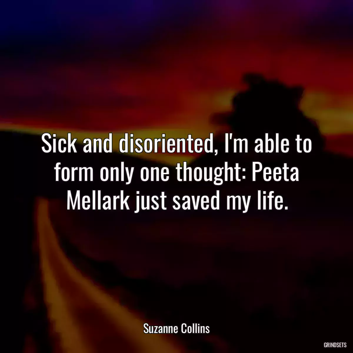 Sick and disoriented, I\'m able to form only one thought: Peeta Mellark just saved my life.