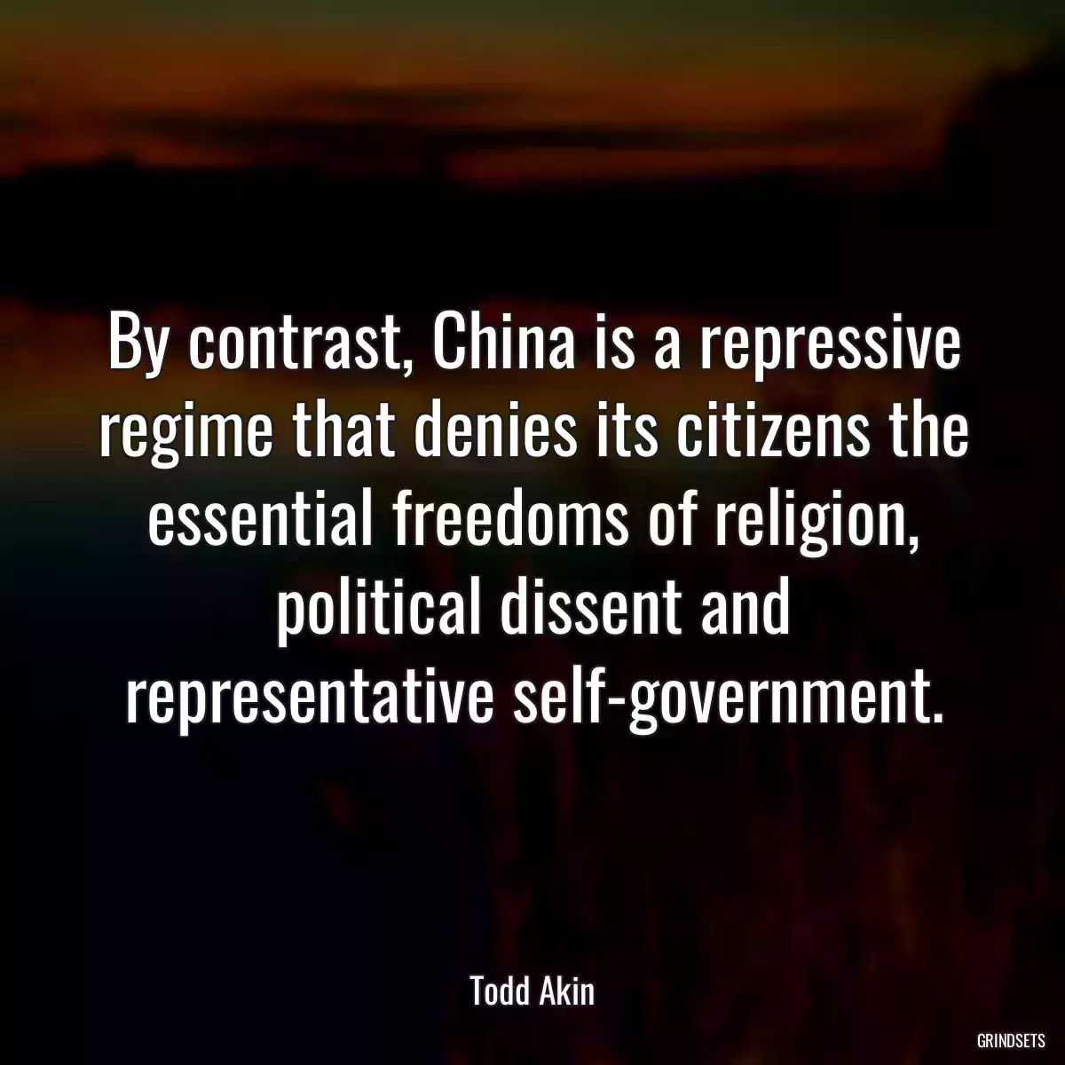 By contrast, China is a repressive regime that denies its citizens the essential freedoms of religion, political dissent and representative self-government.