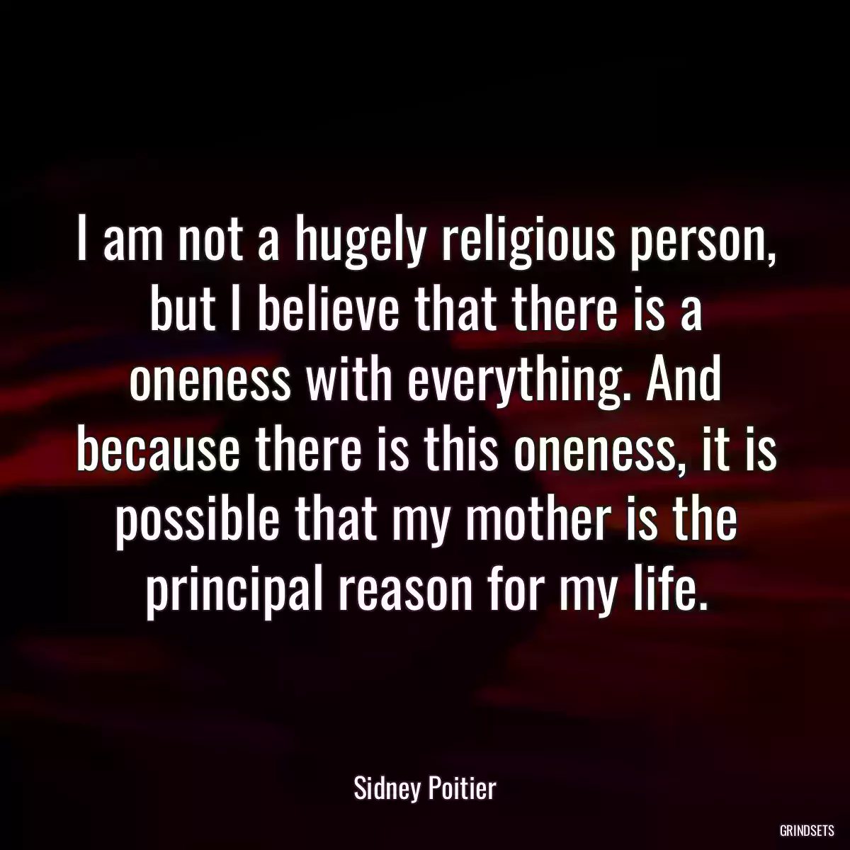 I am not a hugely religious person, but I believe that there is a oneness with everything. And because there is this oneness, it is possible that my mother is the principal reason for my life.