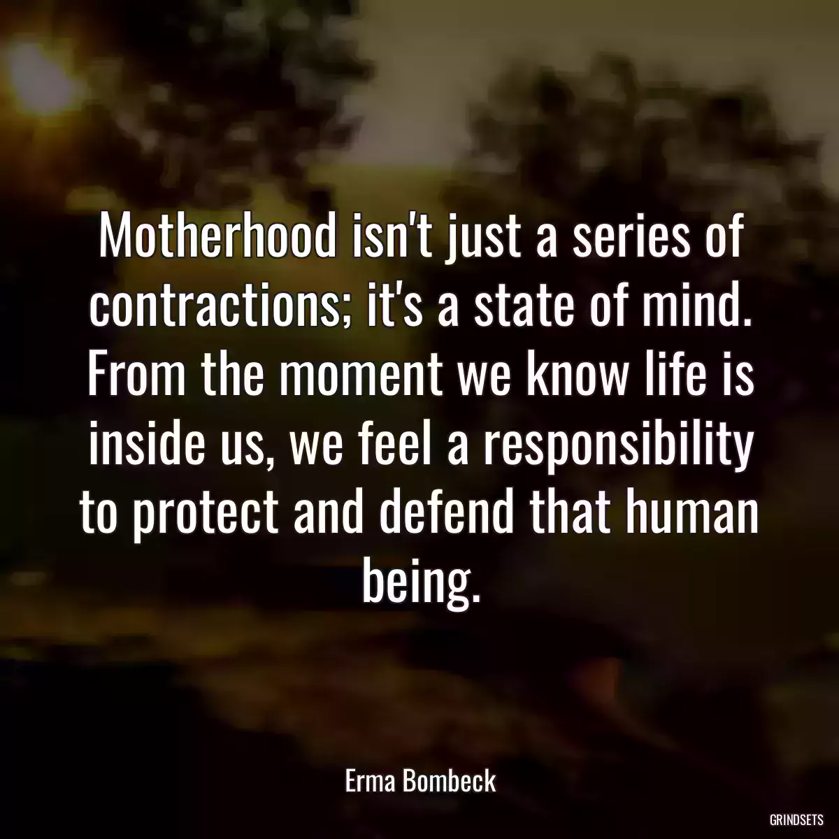 Motherhood isn\'t just a series of contractions; it\'s a state of mind. From the moment we know life is inside us, we feel a responsibility to protect and defend that human being.