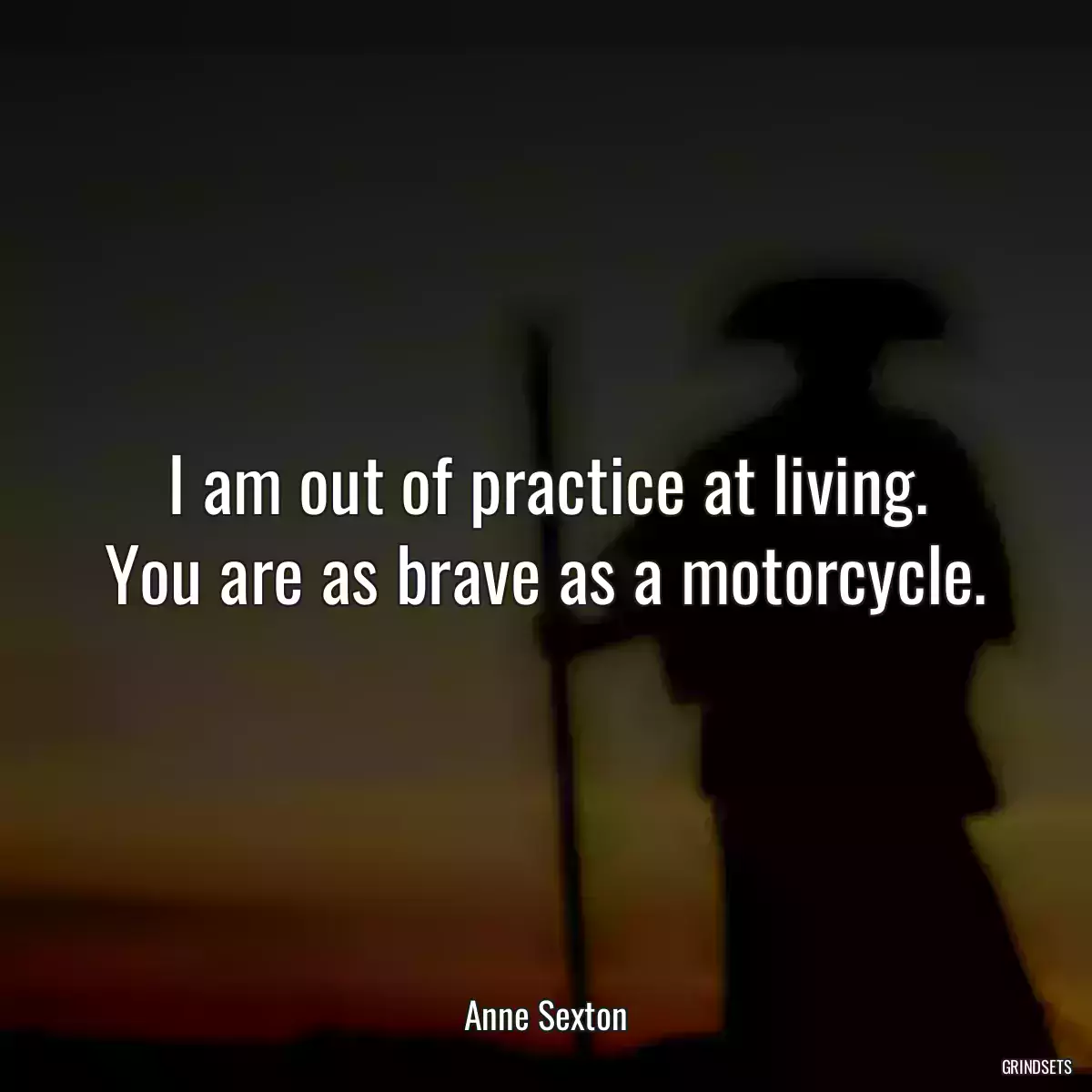 I am out of practice at living.
You are as brave as a motorcycle.