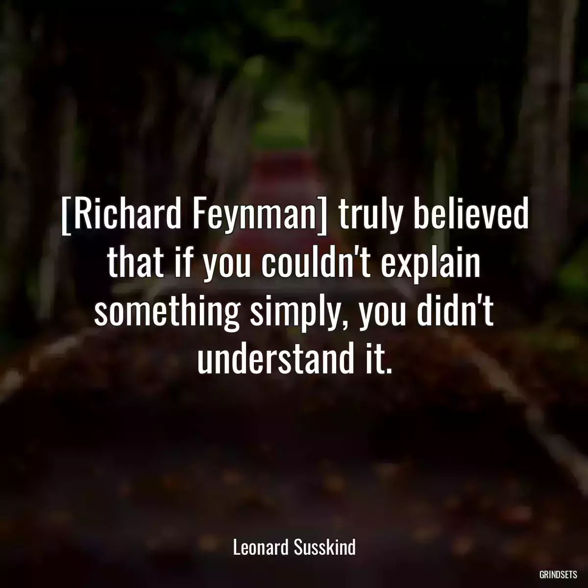 [Richard Feynman] truly believed that if you couldn\'t explain something simply, you didn\'t understand it.