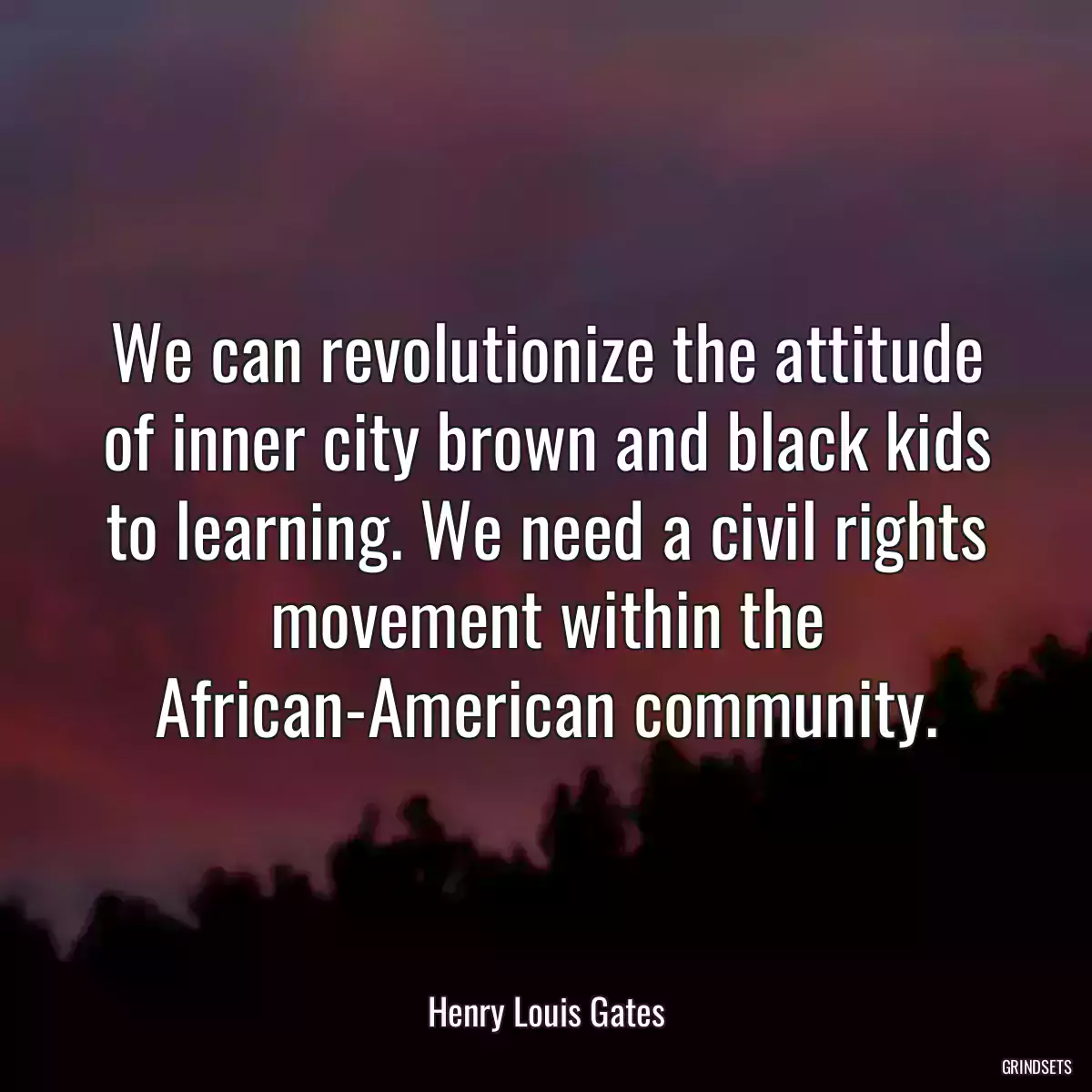 We can revolutionize the attitude of inner city brown and black kids to learning. We need a civil rights movement within the African-American community.