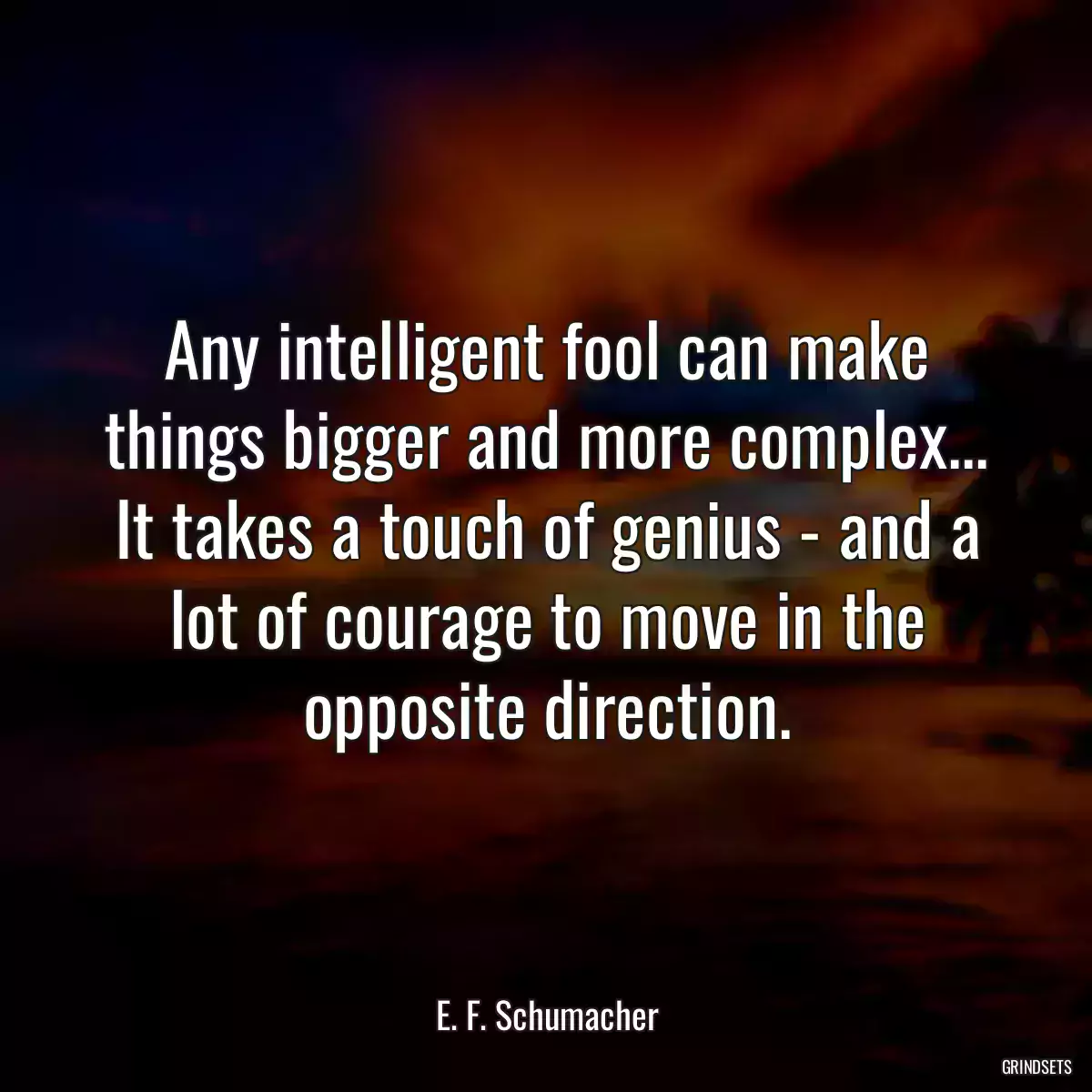 Any intelligent fool can make things bigger and more complex... It takes a touch of genius - and a lot of courage to move in the opposite direction.