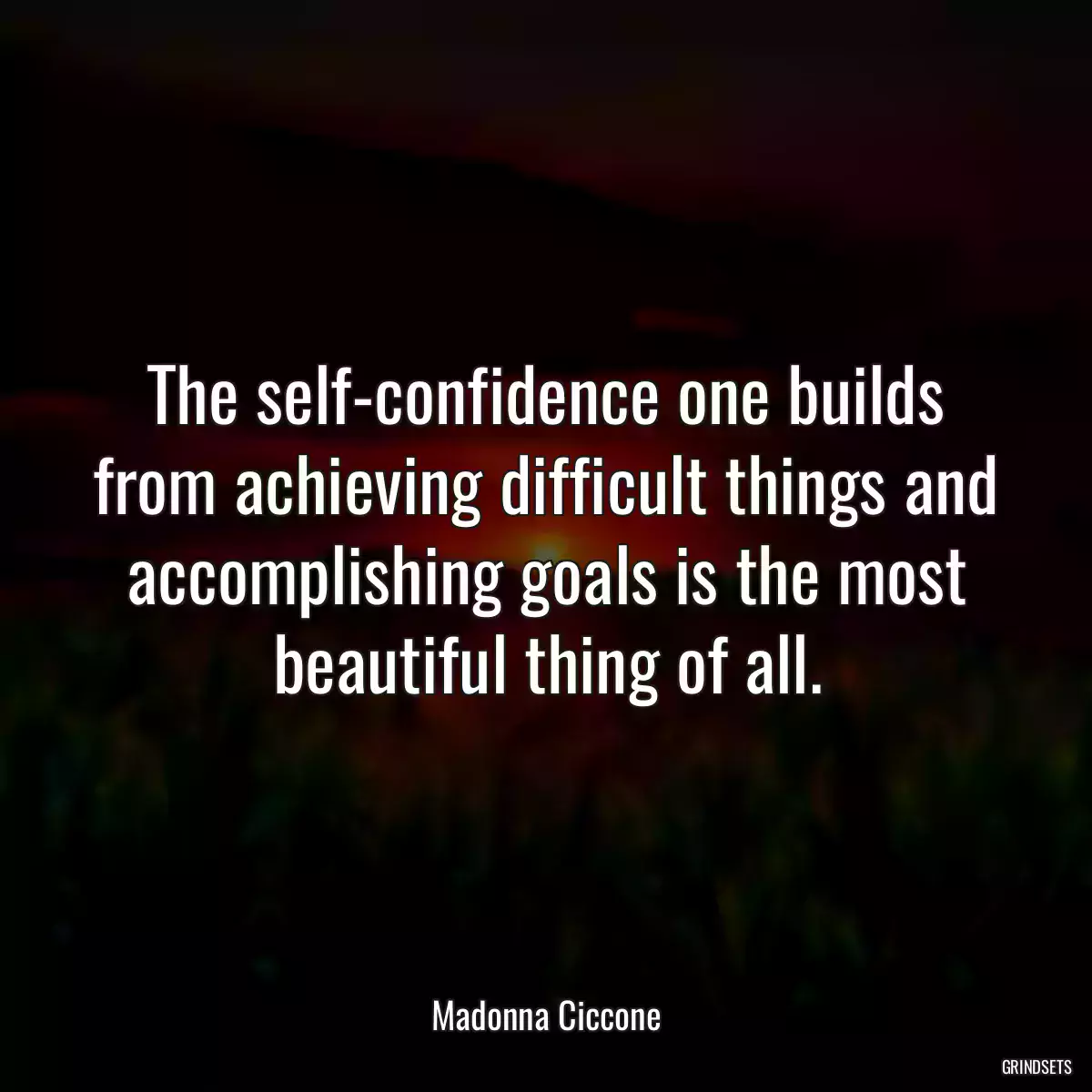 The self-confidence one builds from achieving difficult things and accomplishing goals is the most beautiful thing of all.