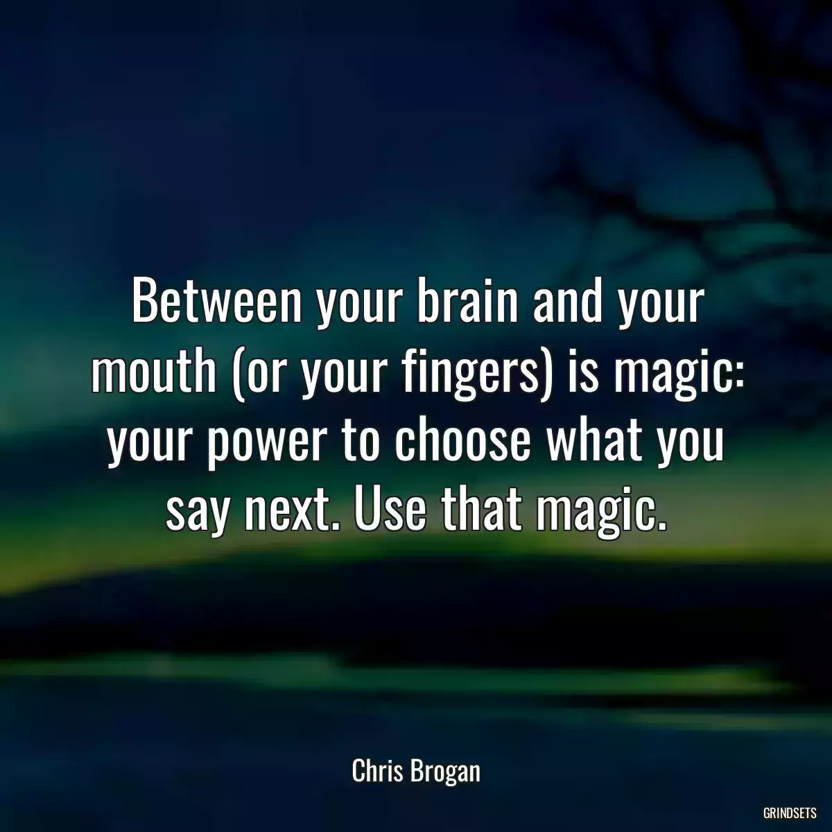 Between your brain and your mouth (or your fingers) is magic: your power to choose what you say next. Use that magic.