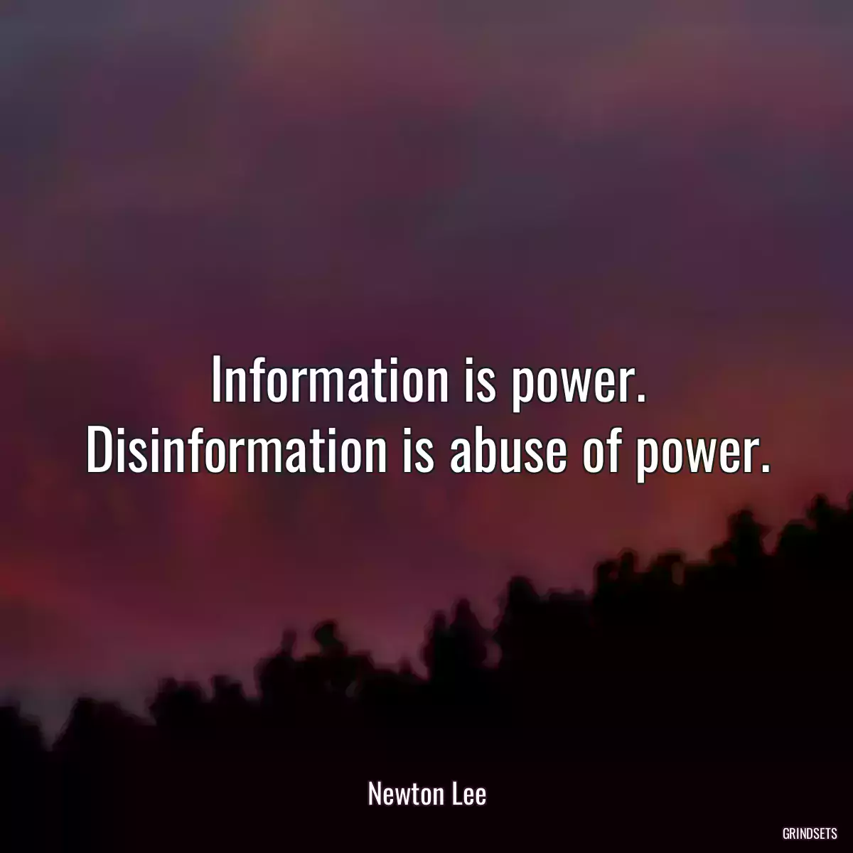 Information is power. Disinformation is abuse of power.