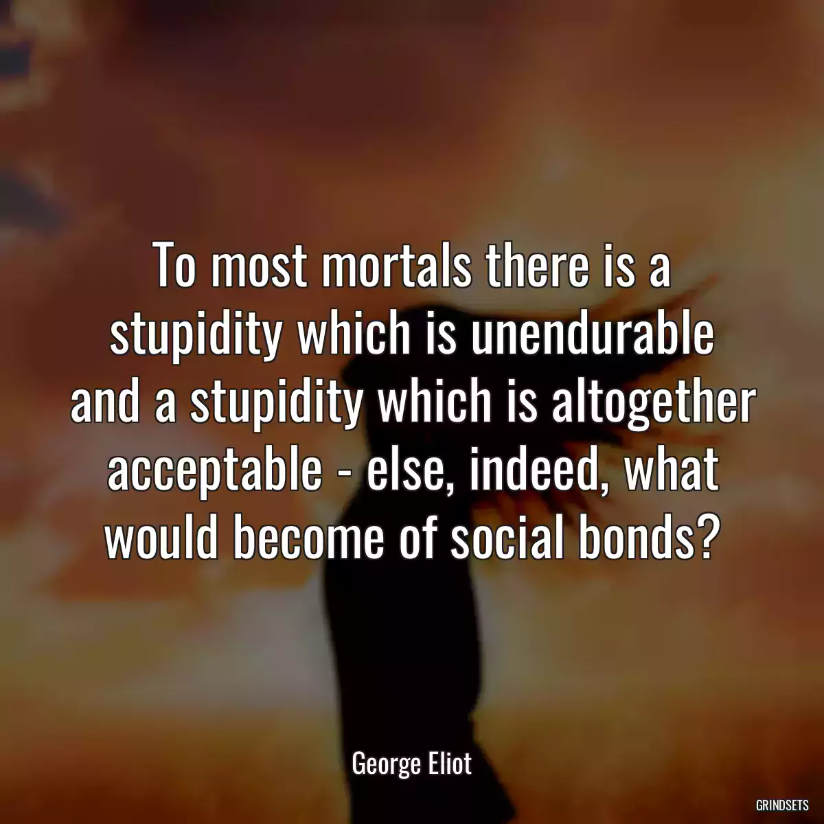 To most mortals there is a stupidity which is unendurable and a stupidity which is altogether acceptable - else, indeed, what would become of social bonds?