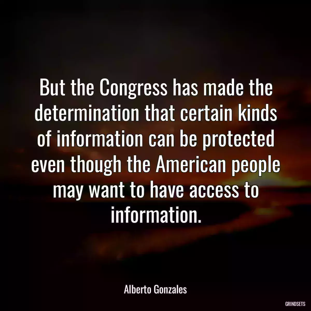 But the Congress has made the determination that certain kinds of information can be protected even though the American people may want to have access to information.