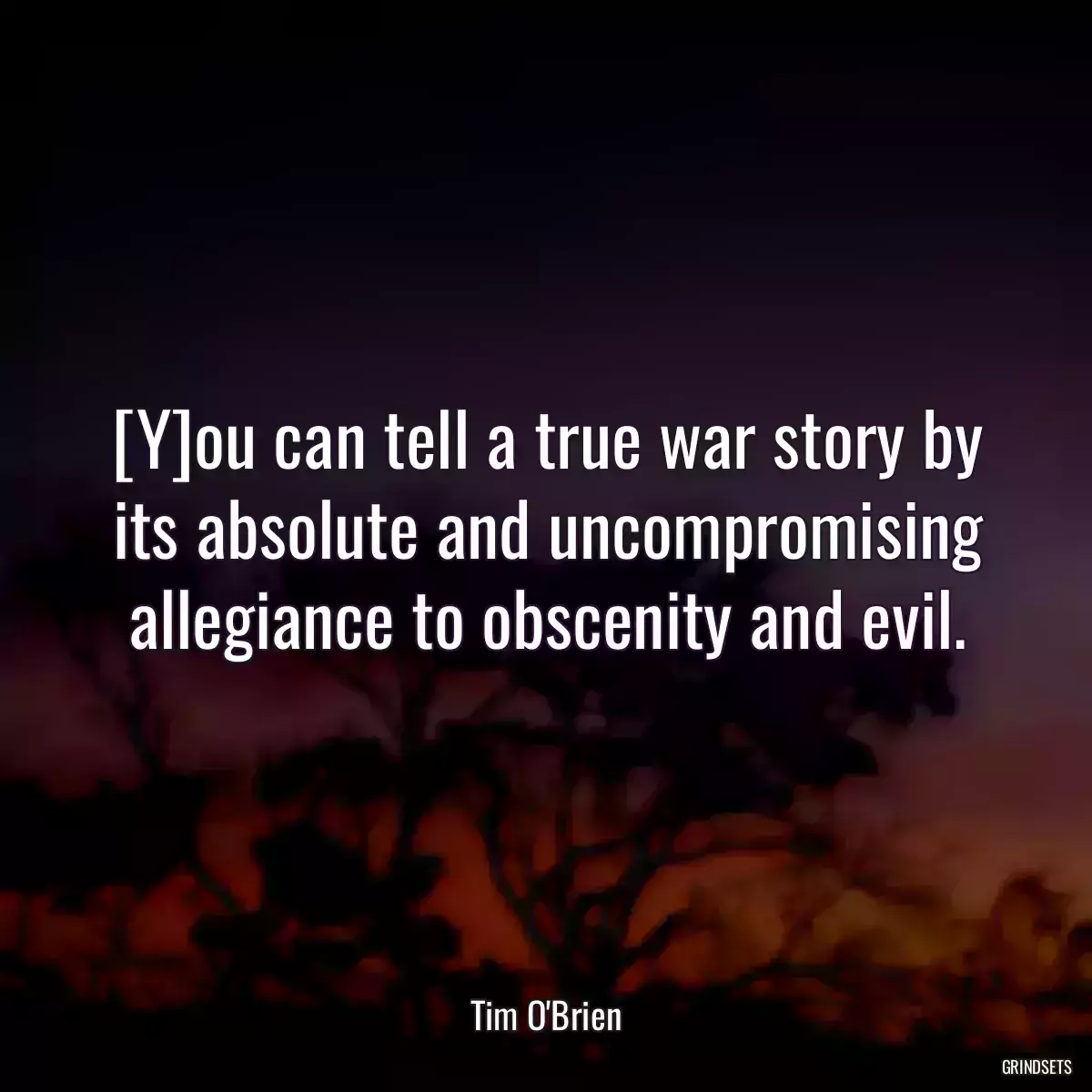 [Y]ou can tell a true war story by its absolute and uncompromising allegiance to obscenity and evil.