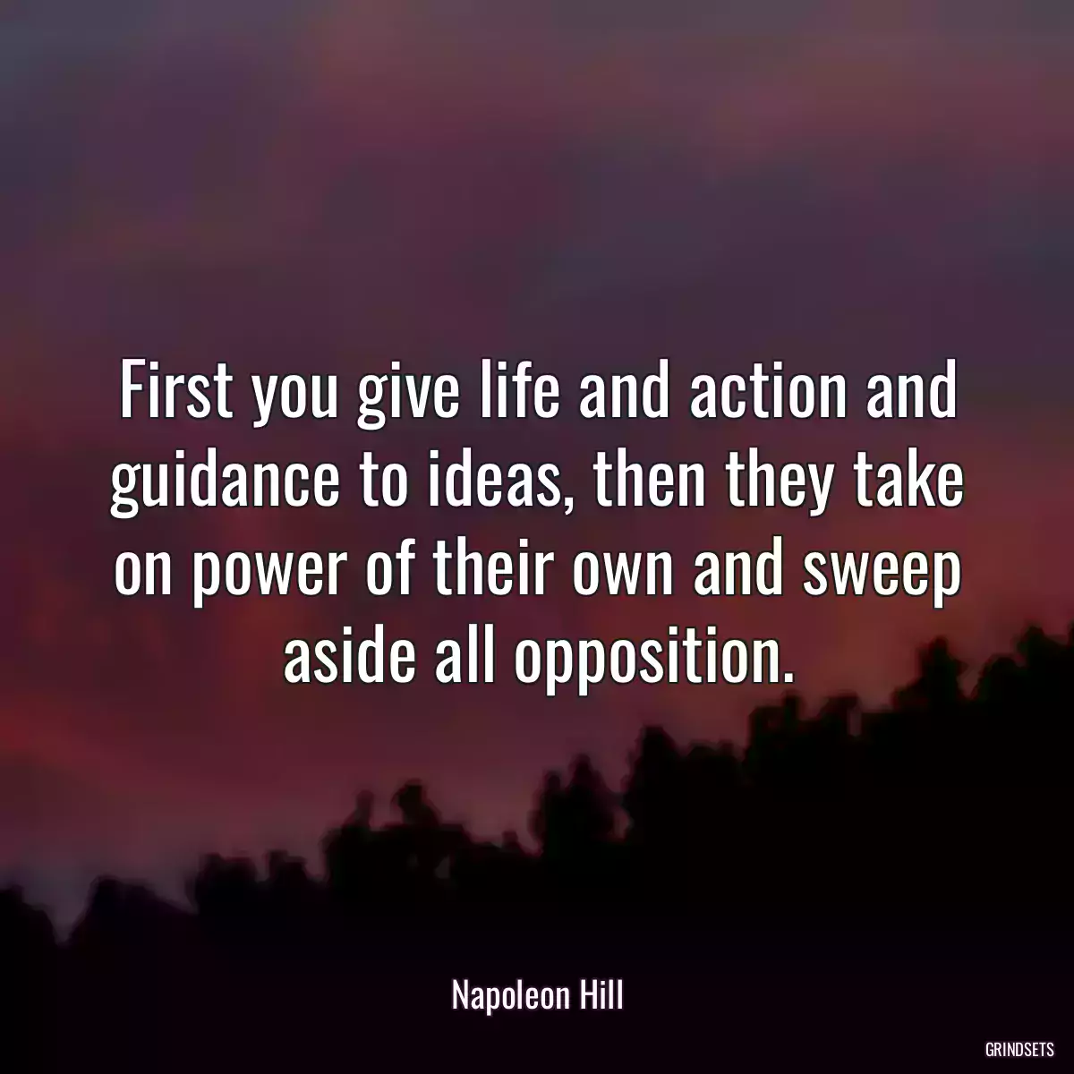 First you give life and action and guidance to ideas, then they take on power of their own and sweep aside all opposition.