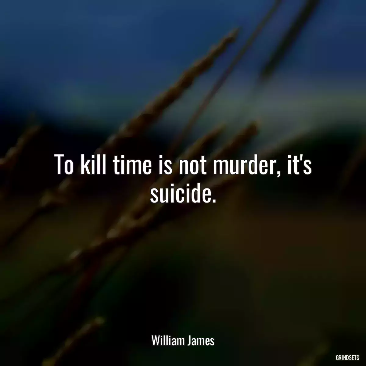 To kill time is not murder, it\'s suicide.