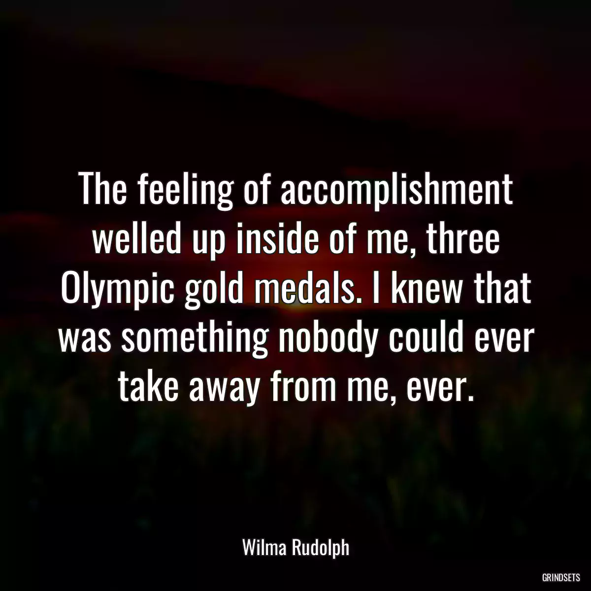 The feeling of accomplishment welled up inside of me, three Olympic gold medals. I knew that was something nobody could ever take away from me, ever.