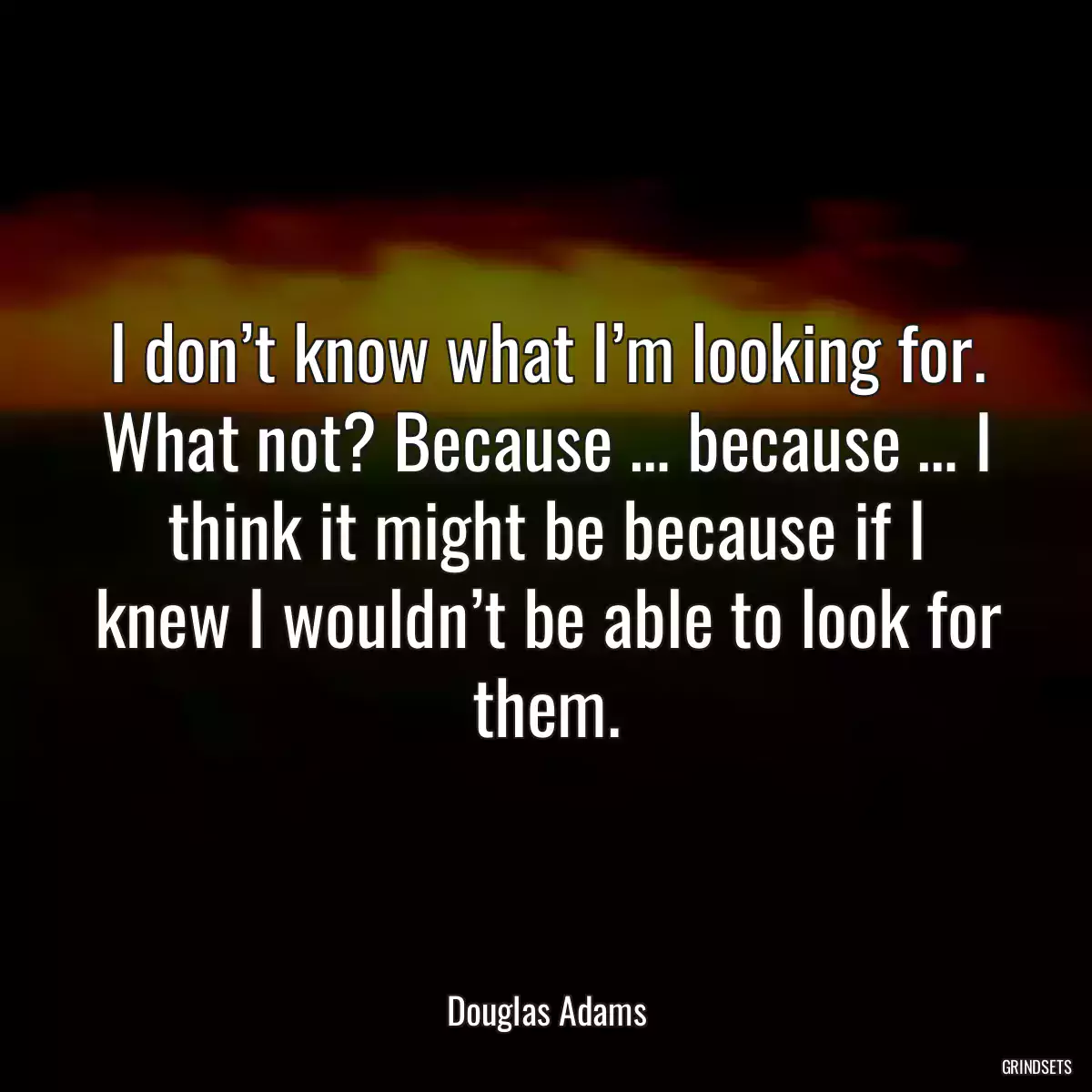 I don’t know what I’m looking for. What not? Because … because … I think it might be because if I knew I wouldn’t be able to look for them.