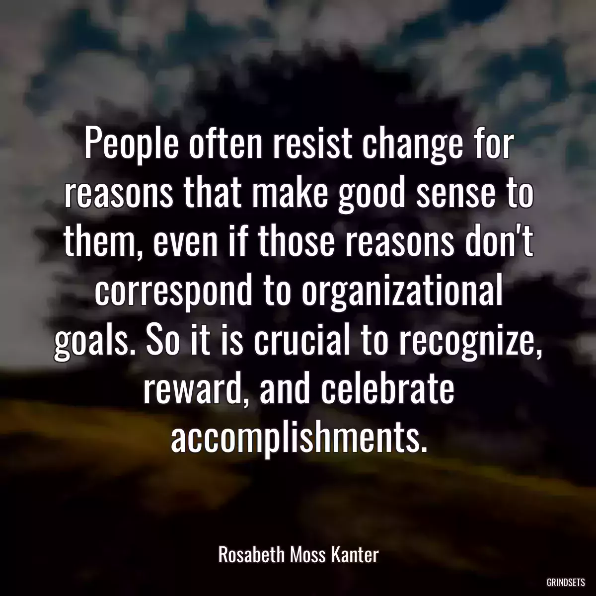 People often resist change for reasons that make good sense to them, even if those reasons don\'t correspond to organizational goals. So it is crucial to recognize, reward, and celebrate accomplishments.