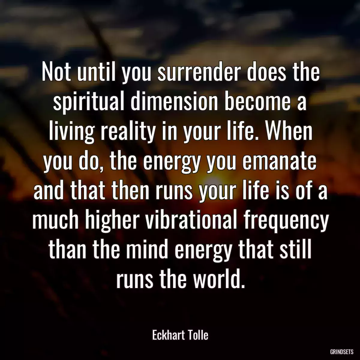 Not until you surrender does the spiritual dimension become a living reality in your life. When you do, the energy you emanate and that then runs your life is of a much higher vibrational frequency than the mind energy that still runs the world.