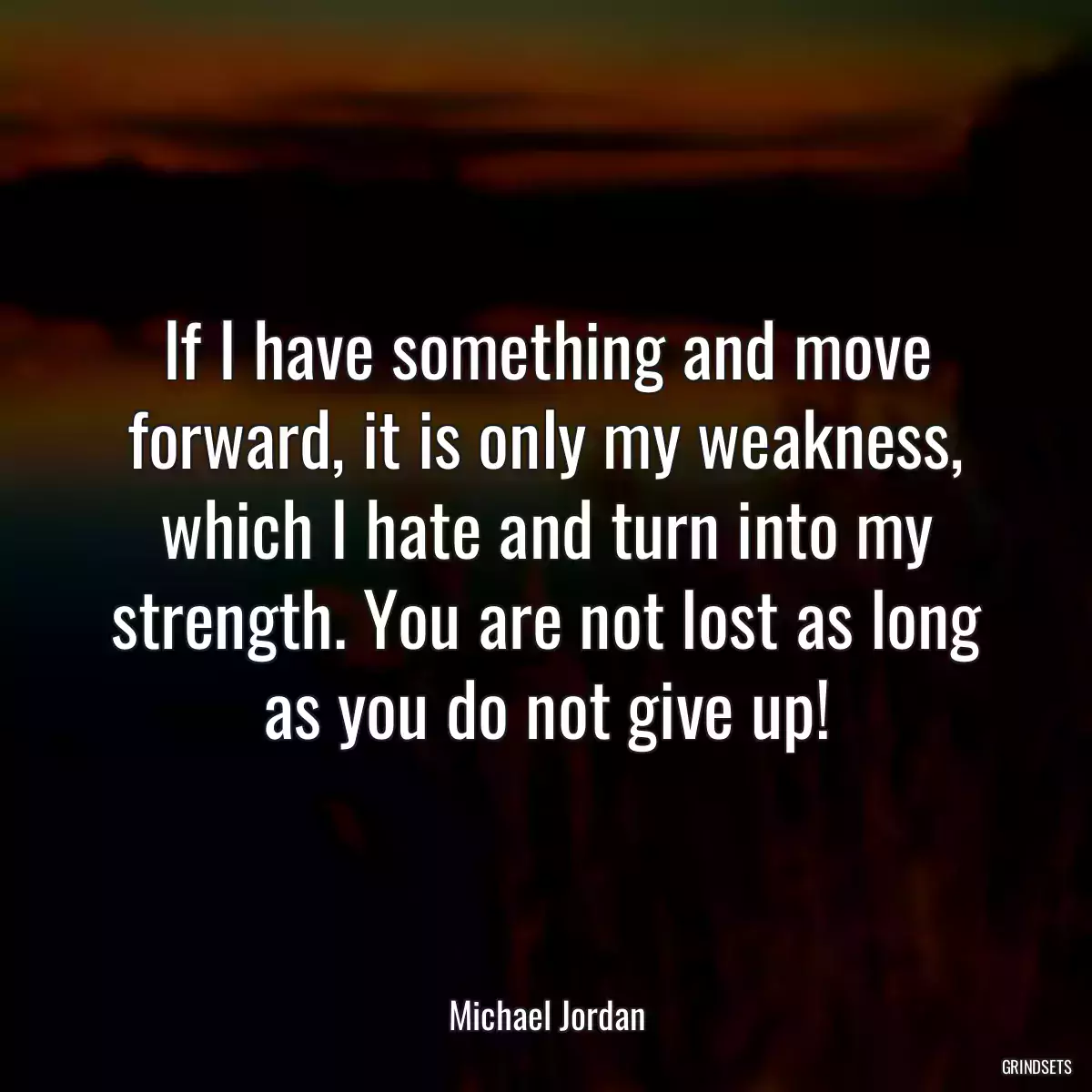 If I have something and move forward, it is only my weakness, which I hate and turn into my strength. You are not lost as long as you do not give up!