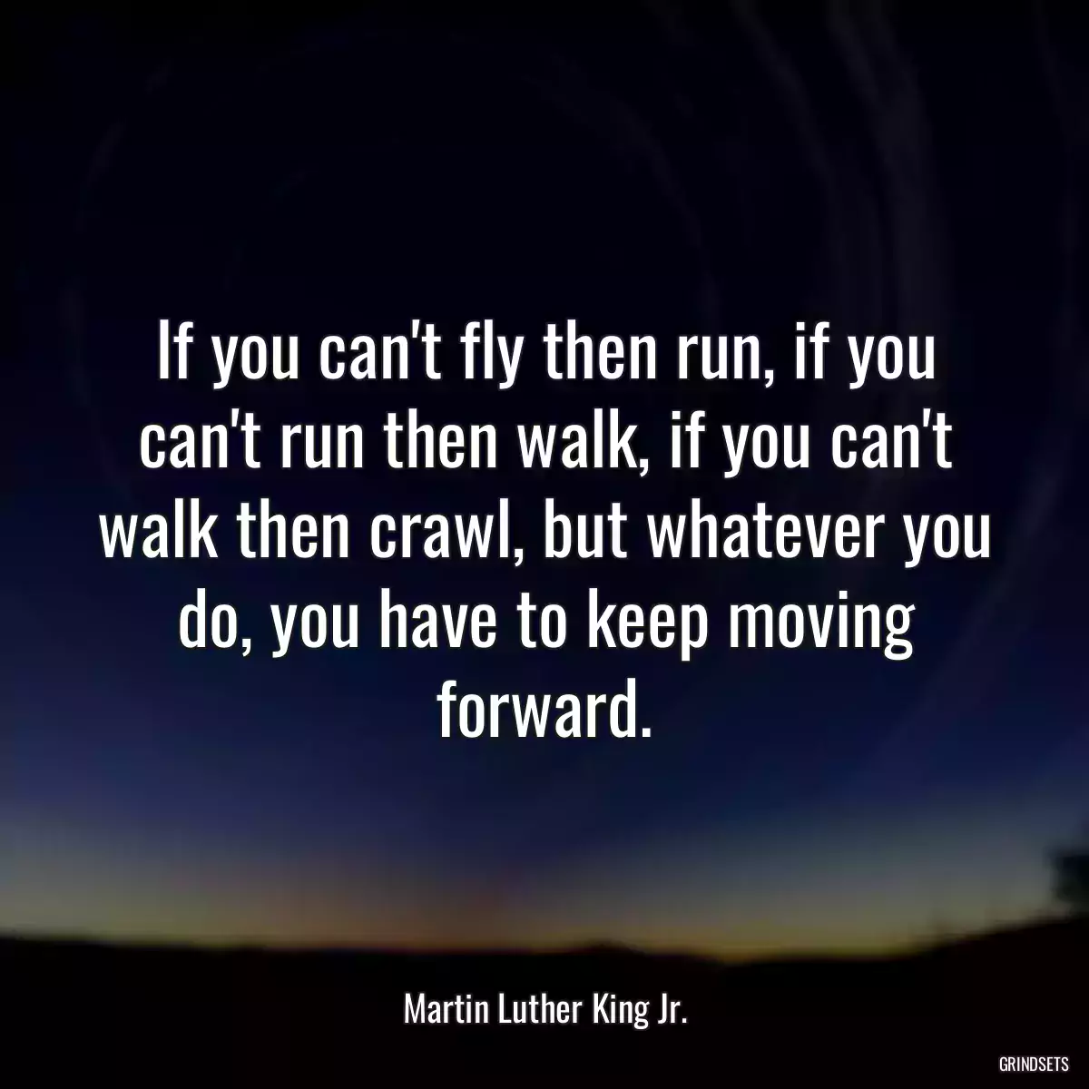 If you can\'t fly then run, if you can\'t run then walk, if you can\'t walk then crawl, but whatever you do, you have to keep moving forward.