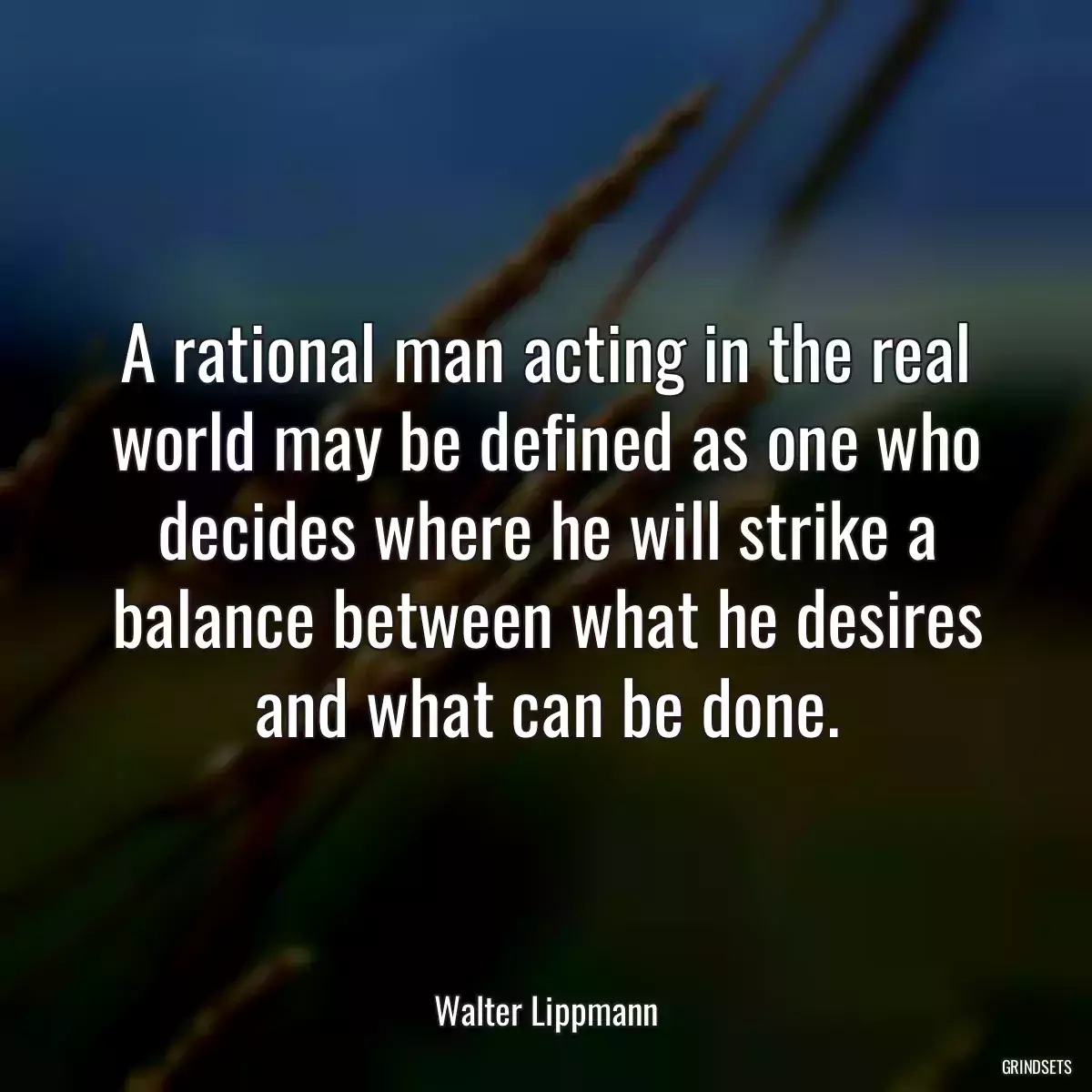 A rational man acting in the real world may be defined as one who decides where he will strike a balance between what he desires and what can be done.