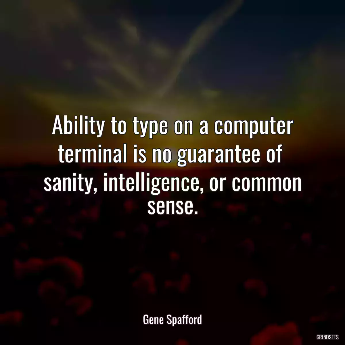 Ability to type on a computer terminal is no guarantee of  sanity, intelligence, or common sense.