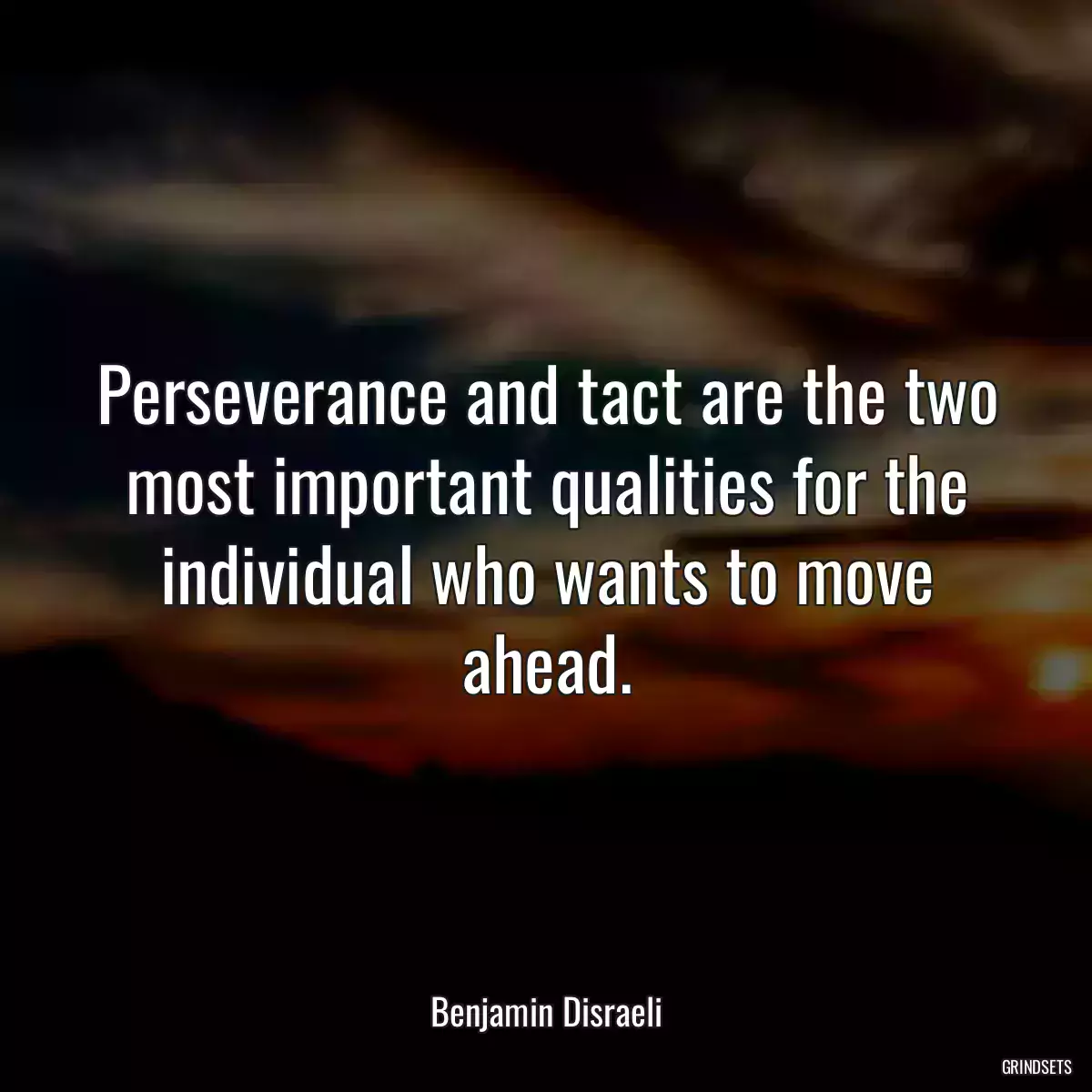 Perseverance and tact are the two most important qualities for the individual who wants to move ahead.