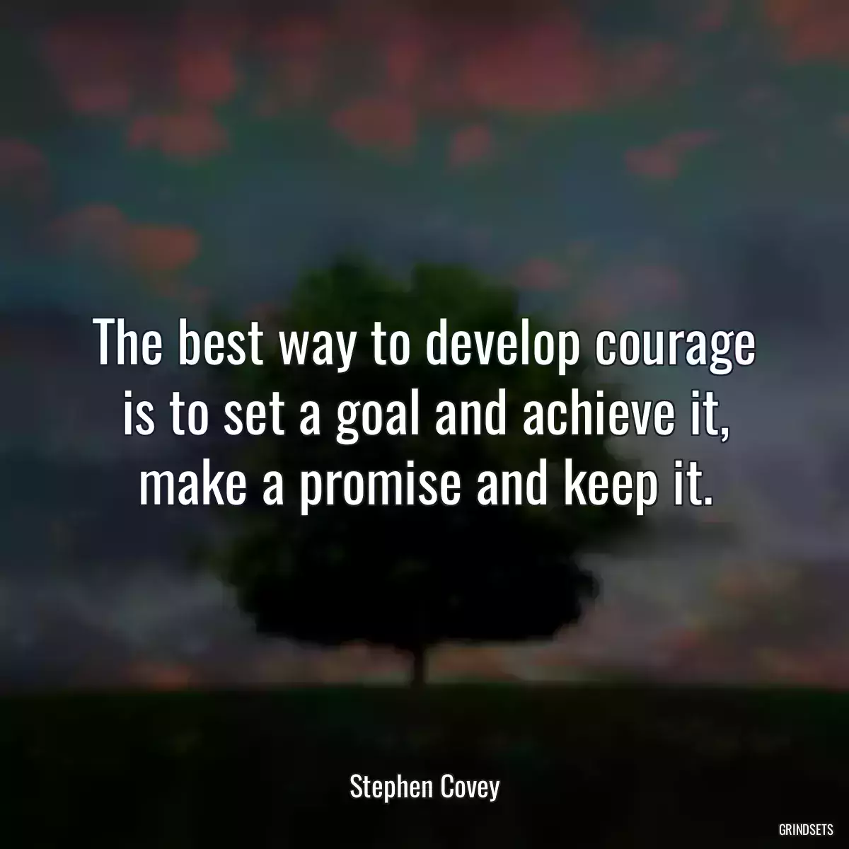 The best way to develop courage is to set a goal and achieve it, make a promise and keep it.