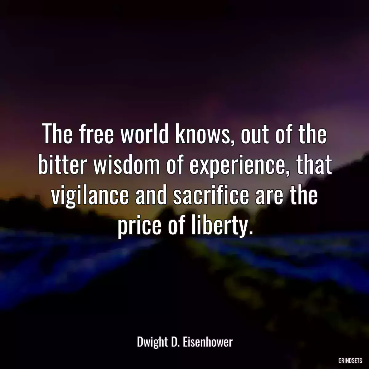 The free world knows, out of the bitter wisdom of experience, that vigilance and sacrifice are the price of liberty.