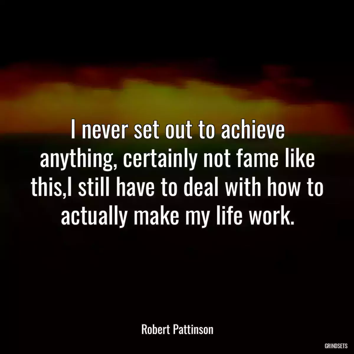 I never set out to achieve anything, certainly not fame like this,I still have to deal with how to actually make my life work.