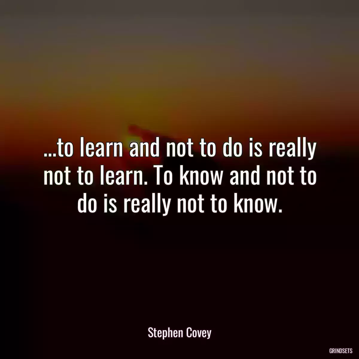 ...to learn and not to do is really not to learn. To know and not to do is really not to know.