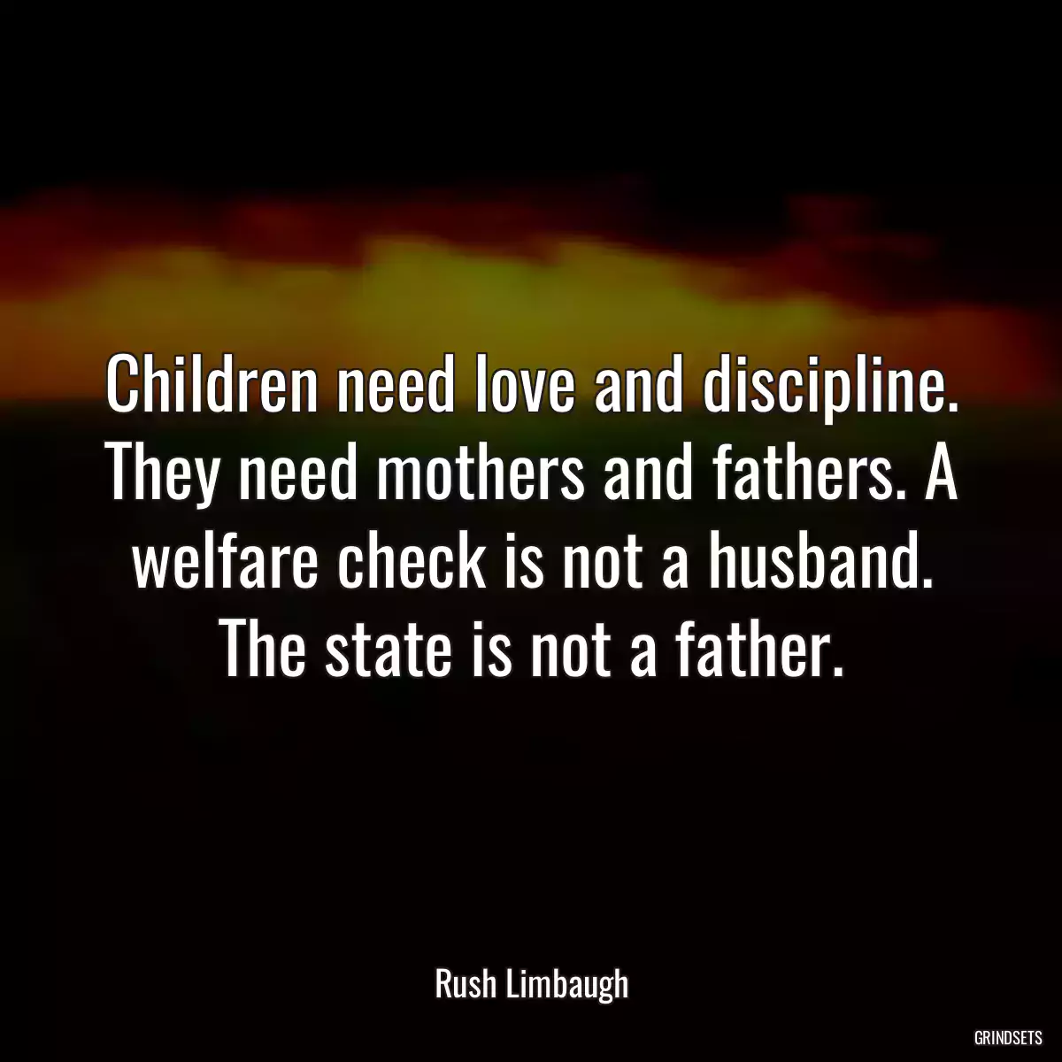 Children need love and discipline. They need mothers and fathers. A welfare check is not a husband. The state is not a father.