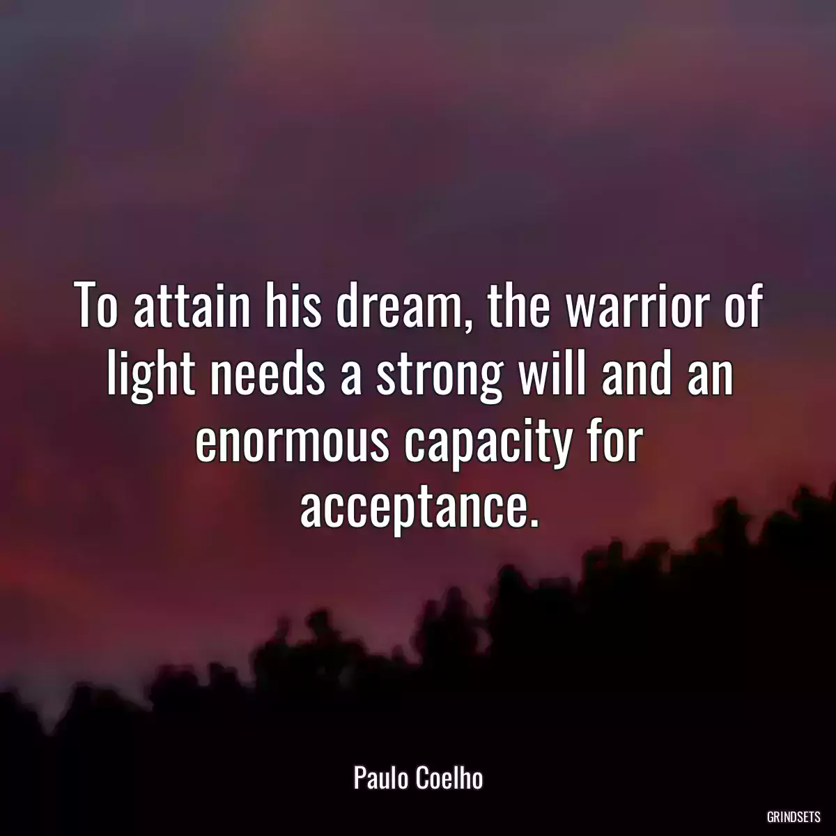 To attain his dream, the warrior of light needs a strong will and an enormous capacity for acceptance.