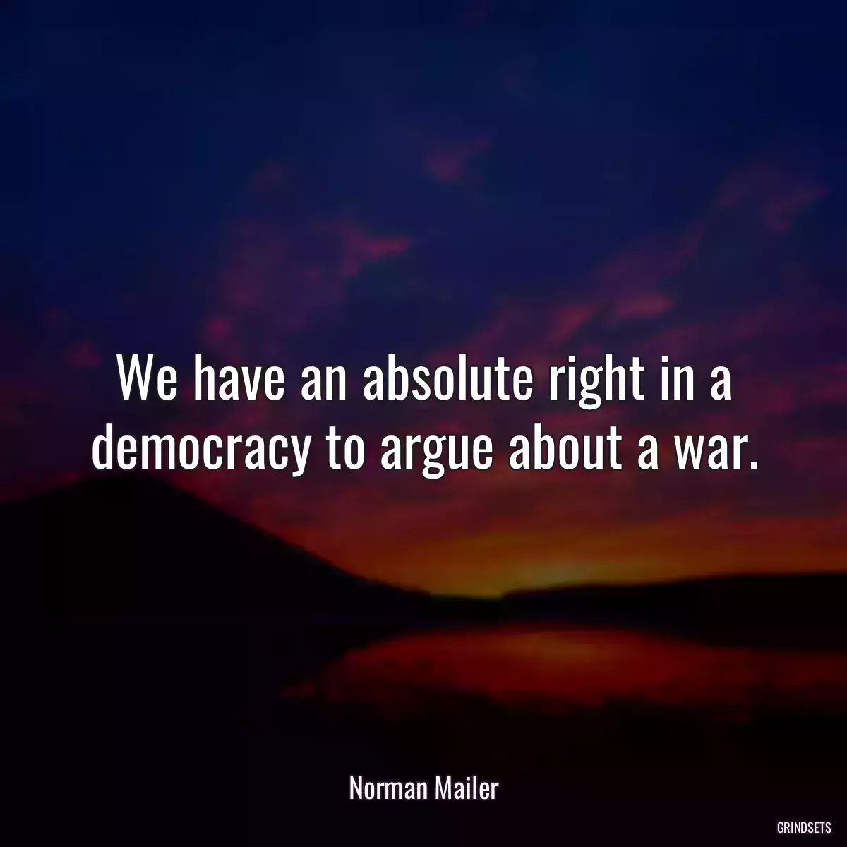 We have an absolute right in a democracy to argue about a war.