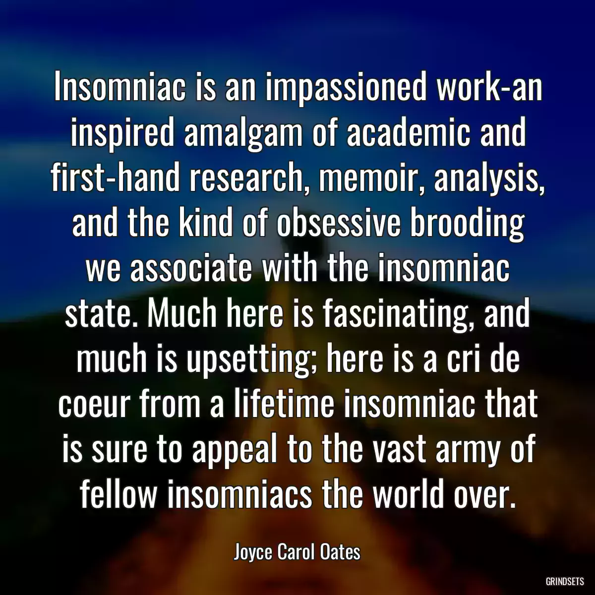 Insomniac is an impassioned work-an inspired amalgam of academic and first-hand research, memoir, analysis, and the kind of obsessive brooding we associate with the insomniac state. Much here is fascinating, and much is upsetting; here is a cri de coeur from a lifetime insomniac that is sure to appeal to the vast army of fellow insomniacs the world over.