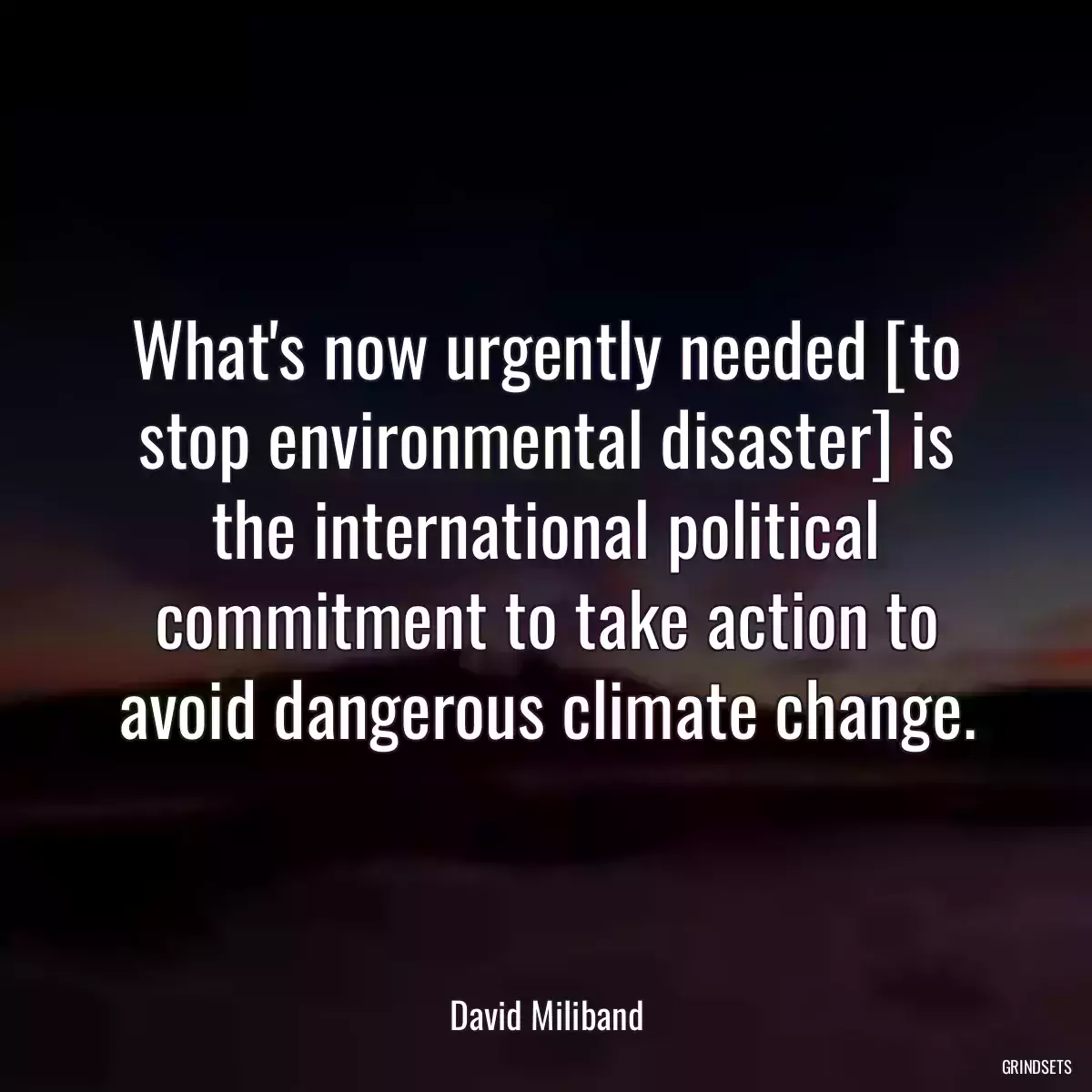 What\'s now urgently needed [to stop environmental disaster] is the international political commitment to take action to avoid dangerous climate change.