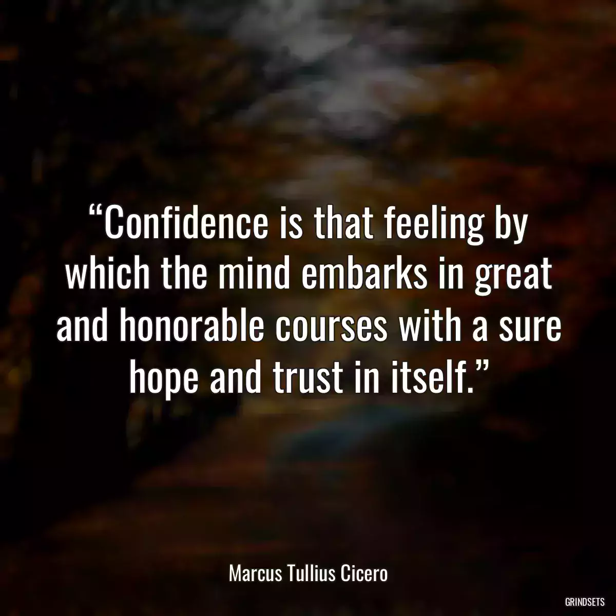 “Confidence is that feeling by which the mind embarks in great and honorable courses with a sure hope and trust in itself.”