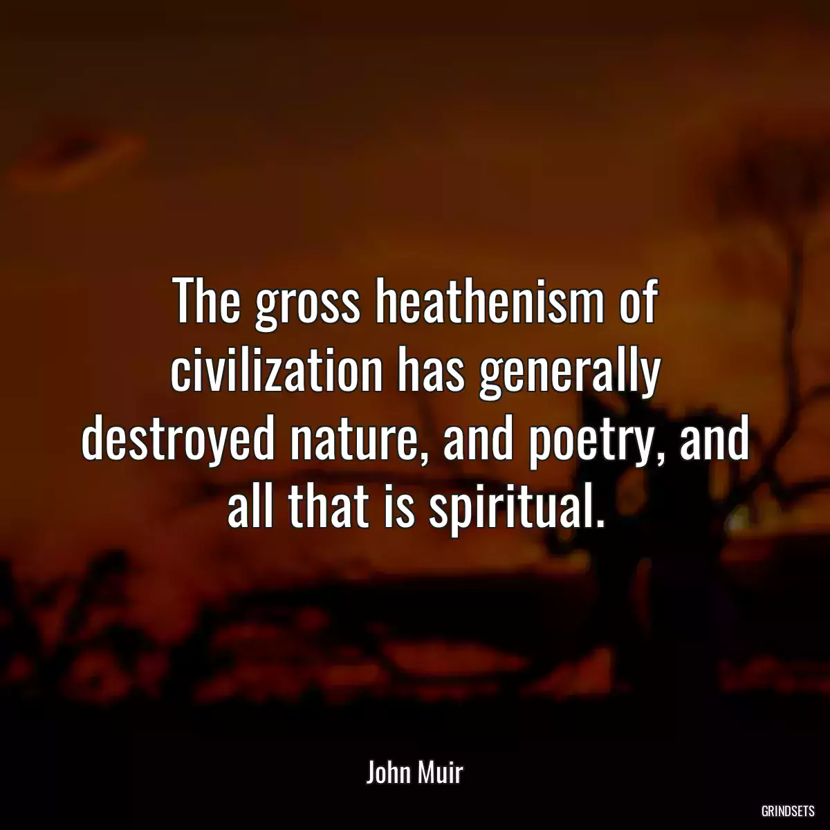 The gross heathenism of civilization has generally destroyed nature, and poetry, and all that is spiritual.